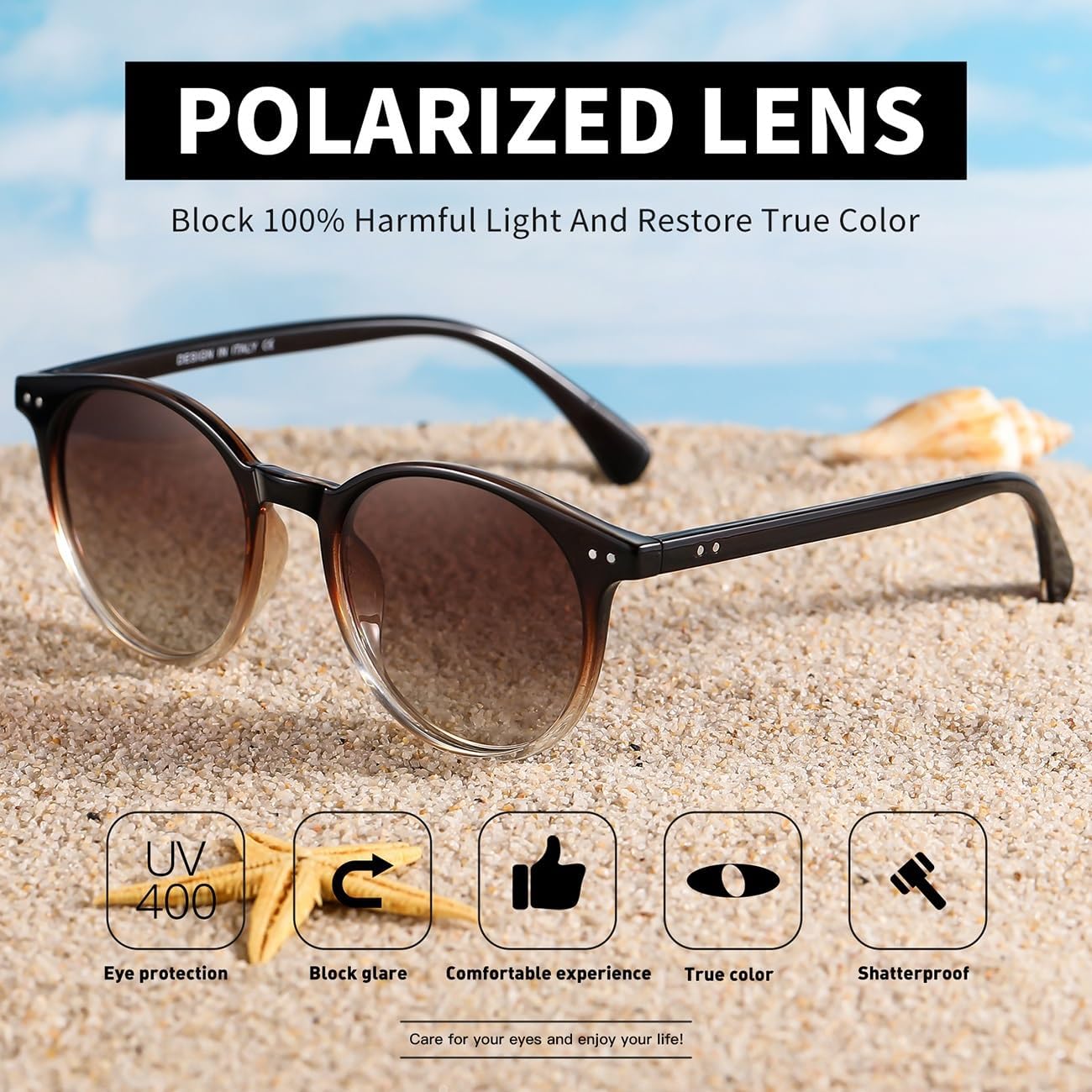 Small Round Polarized Sunglasses for Women Classic Vintage Style UV400 Protection(3 Pack) - Image 4