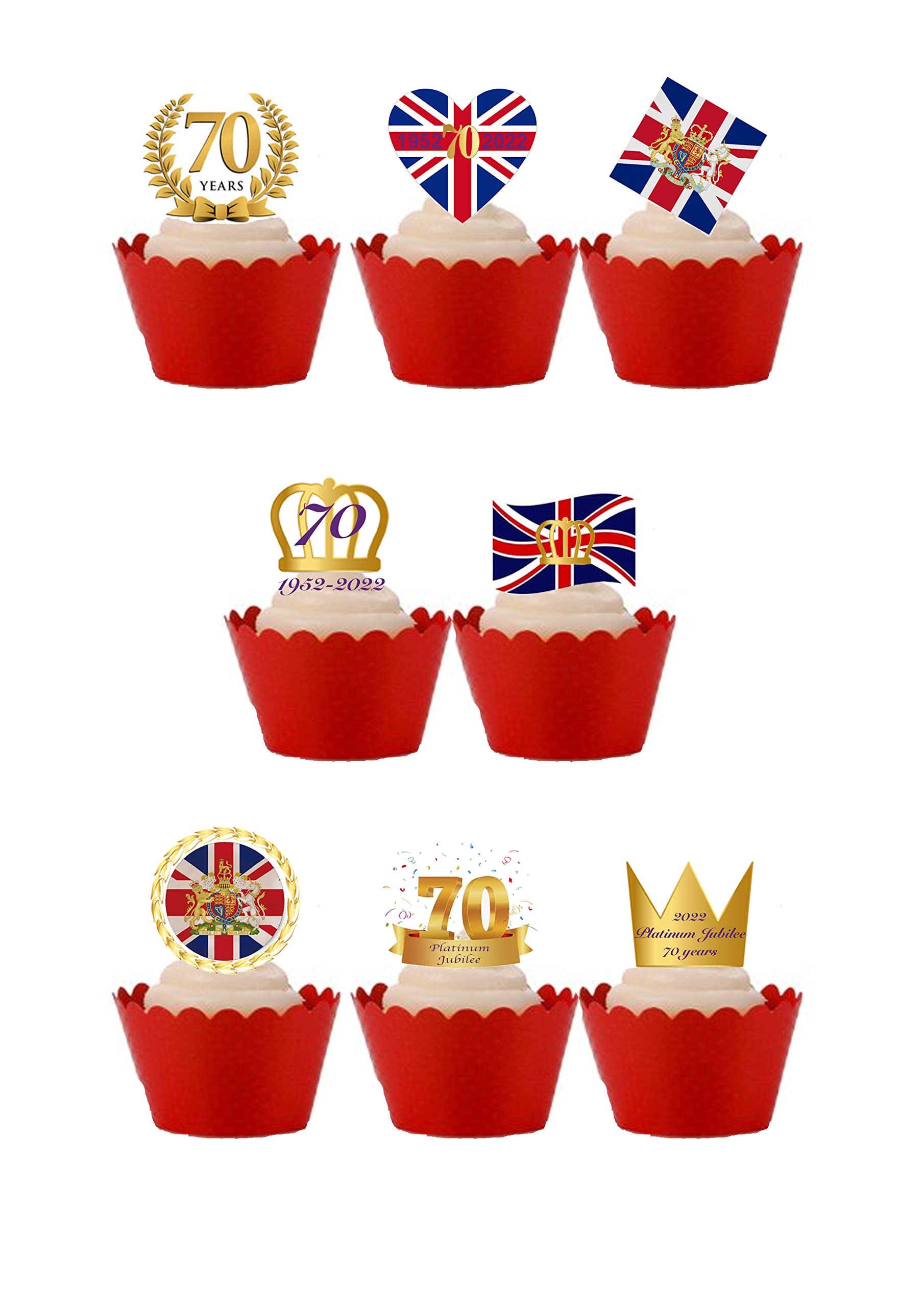 Buy 24 Stand Up Union Jack & Gold Queen's Platinum Jubilee Celebration