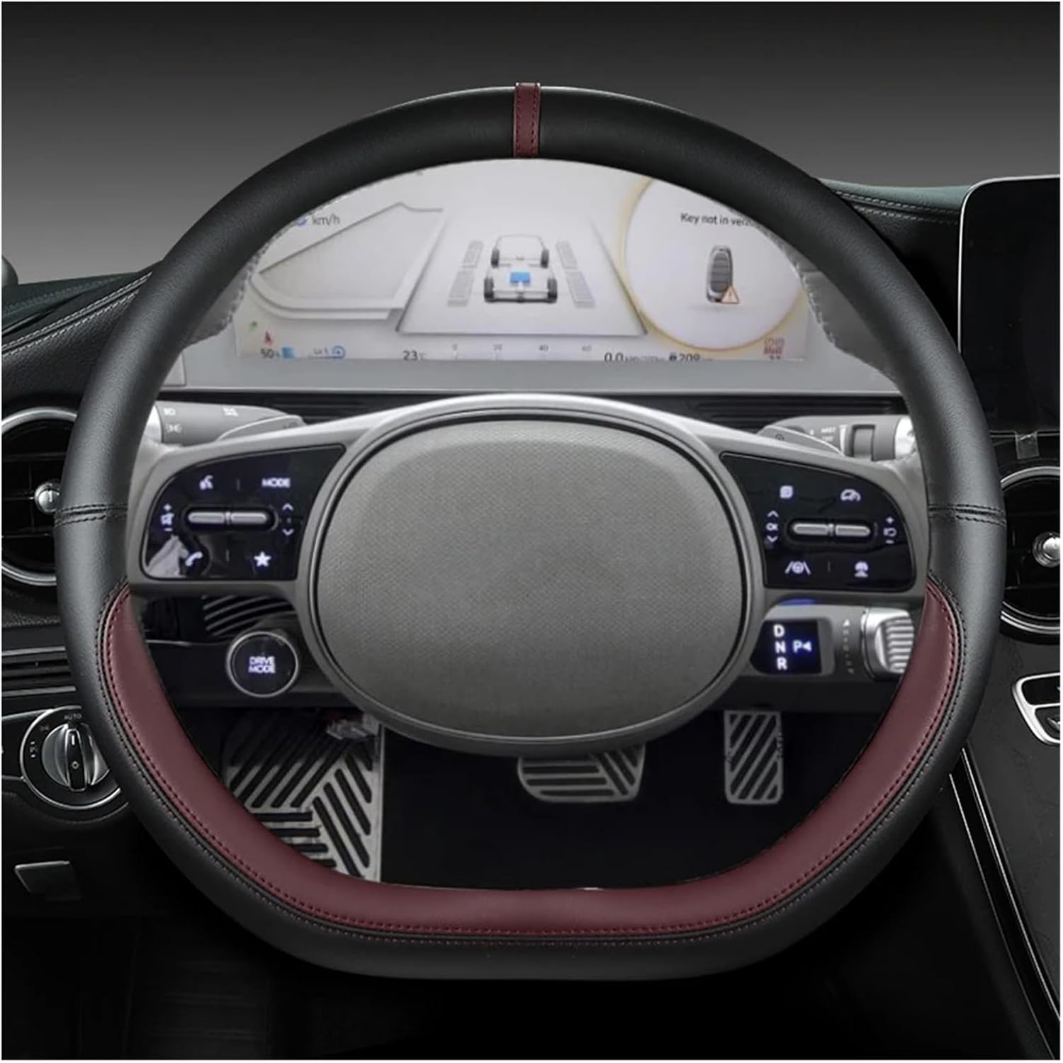 Steering Wheel Cover for Hyundai for Ioniq 5 2016 2017 2018 2019 2020 2021 2022 Car Steering Wheel Cover D Shape PU Leather Interior Accessories Car Steering Wheel Leather(Wine Red)