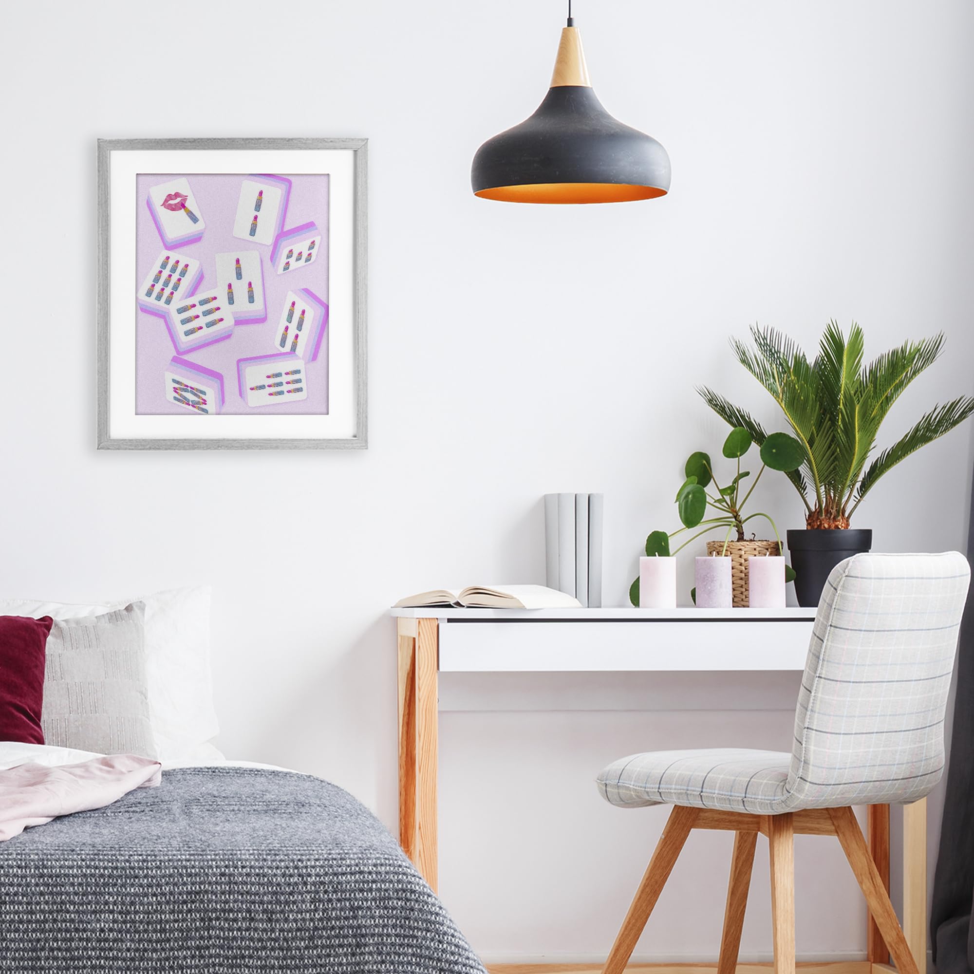 Glam Lipstick Mahjong Tiles, stampa con cornice sotto vetro, 33 x 40 cm