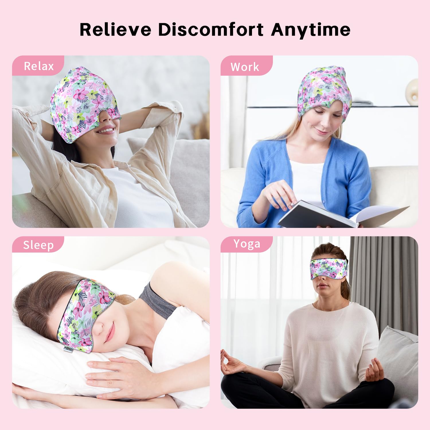 Gorro de alivio de migraña y máscara de ojos