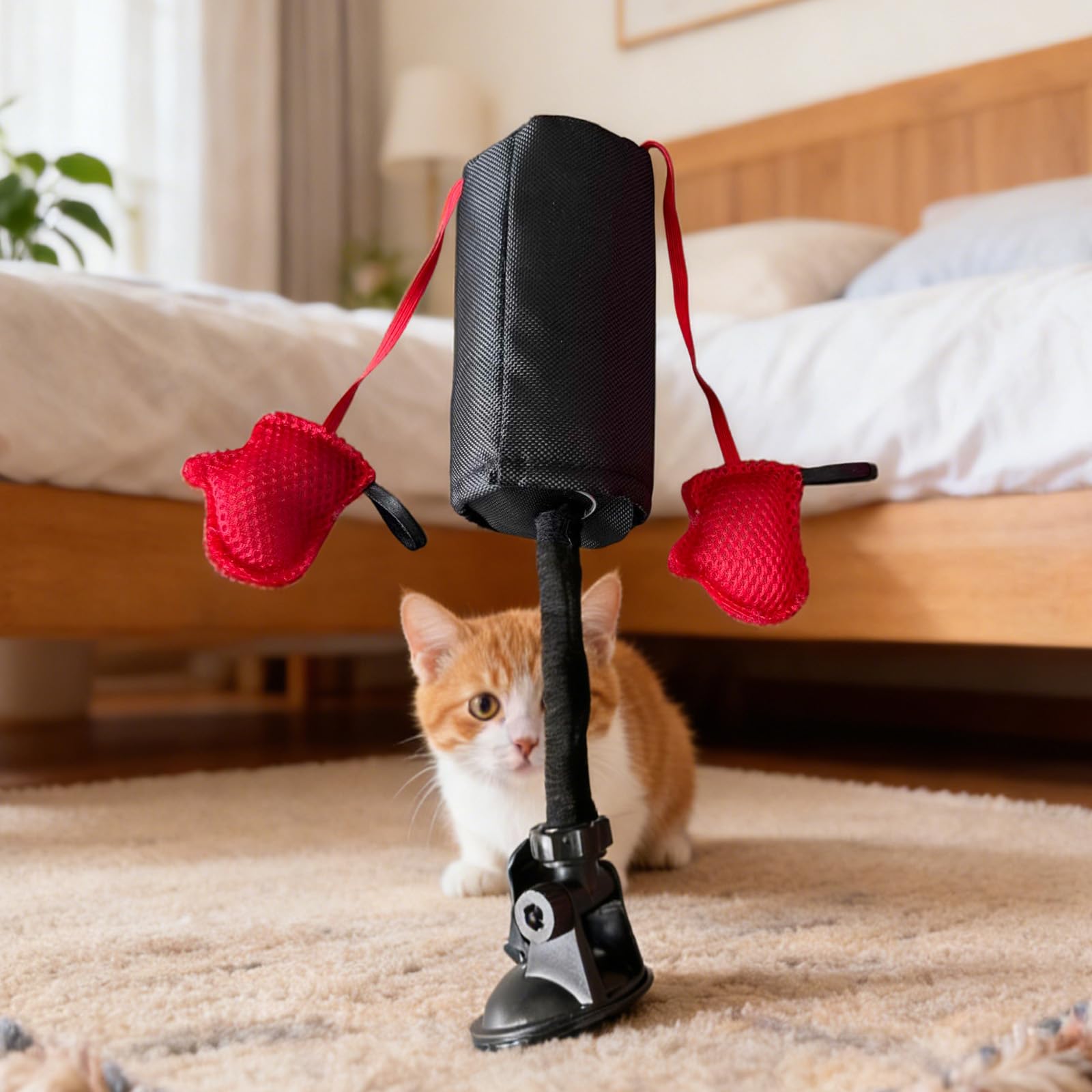 ELRK Katzen Boxsack Spielzeug - Interaktives Boxen Katzenspielzeug Mit Handschuhen, Multifunktions Katzen BoxSack Spiel Für Haus, Wohnung, Arbeits Ansicht 5
