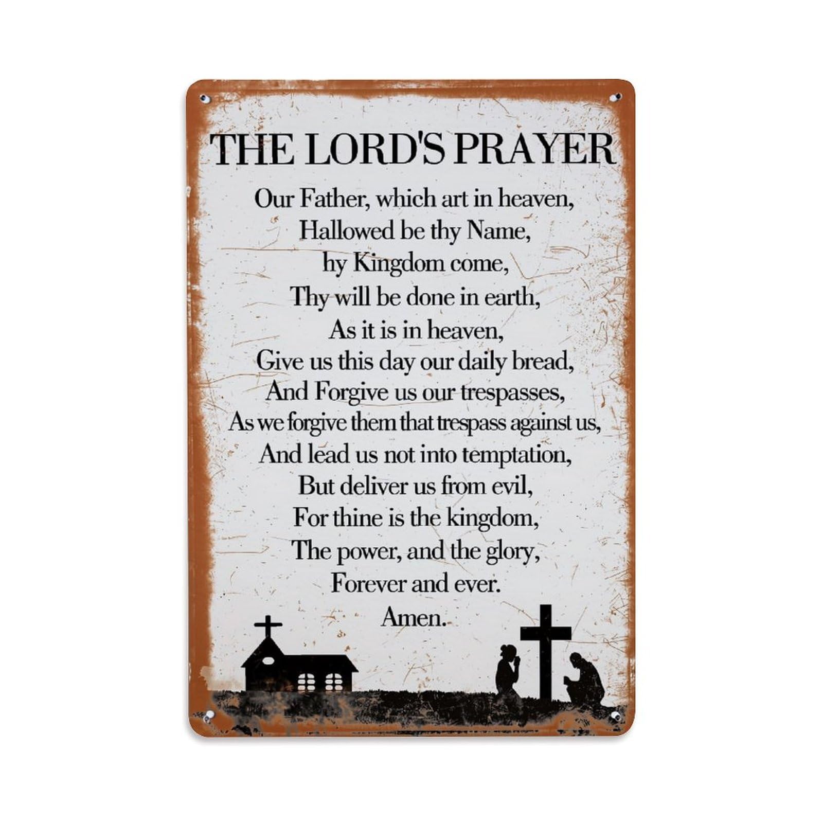 The Lords Prayer Text Design Retro Metal Tin Sign, Vintage Metal Poster for home, Gaming Room, Studio Workshop,Bar,Garage Wall Art Decor 8x12 Inch