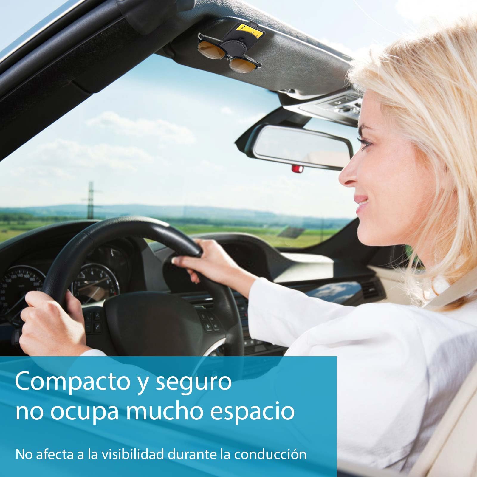upbeat Soporte Gafas Coche, Fuerte Magnético Porta Gafas para Coche, Cuero Multifuncional Accesorios Coche, Soporte Via T Coche, Accesorios Coche Interior Sunglasses Holder