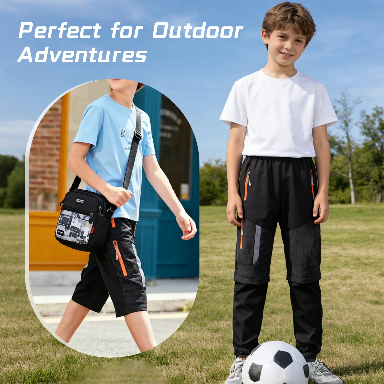 SUKUTU Pantalon 2 en 1 zippé pour garçons et Filles Pantalon de randonnée d'été Convertible Séchage Rapide Short léger pour activités de Plein air