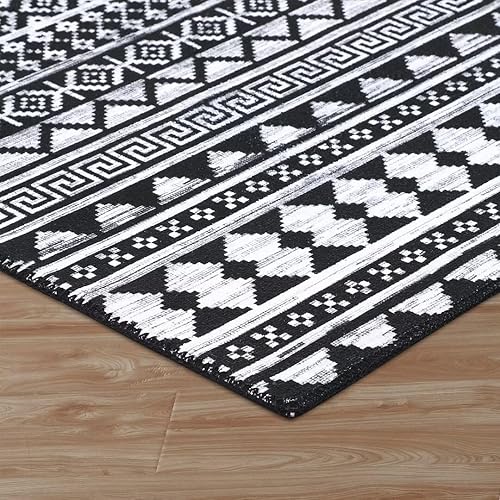 Miniatura 5 de GlowSol Alfombra redonda de 4 pies, moderna, geométrica, suave, marroquí, lavable, antideslizante, para interiores, cocina, sala de estar,