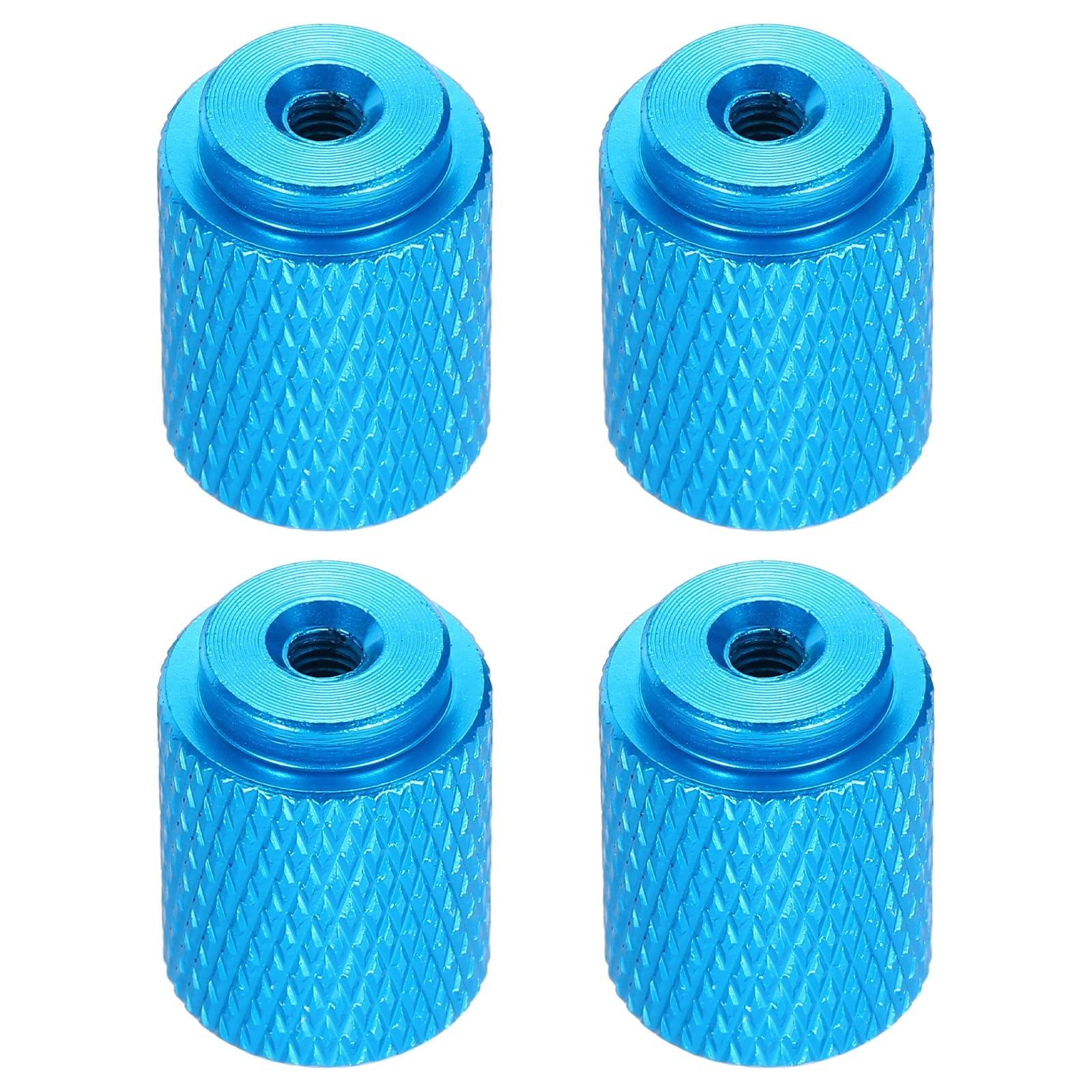 sourcing map 4pcs Knurled Thumb Nut, M3 12mm OD 16mm Height 6061 Anodized Aluminium Alloy Hand Screw Nut, Metal Chassis Screw for Machinery, DIY Assembly, Electronics, Sky Blue