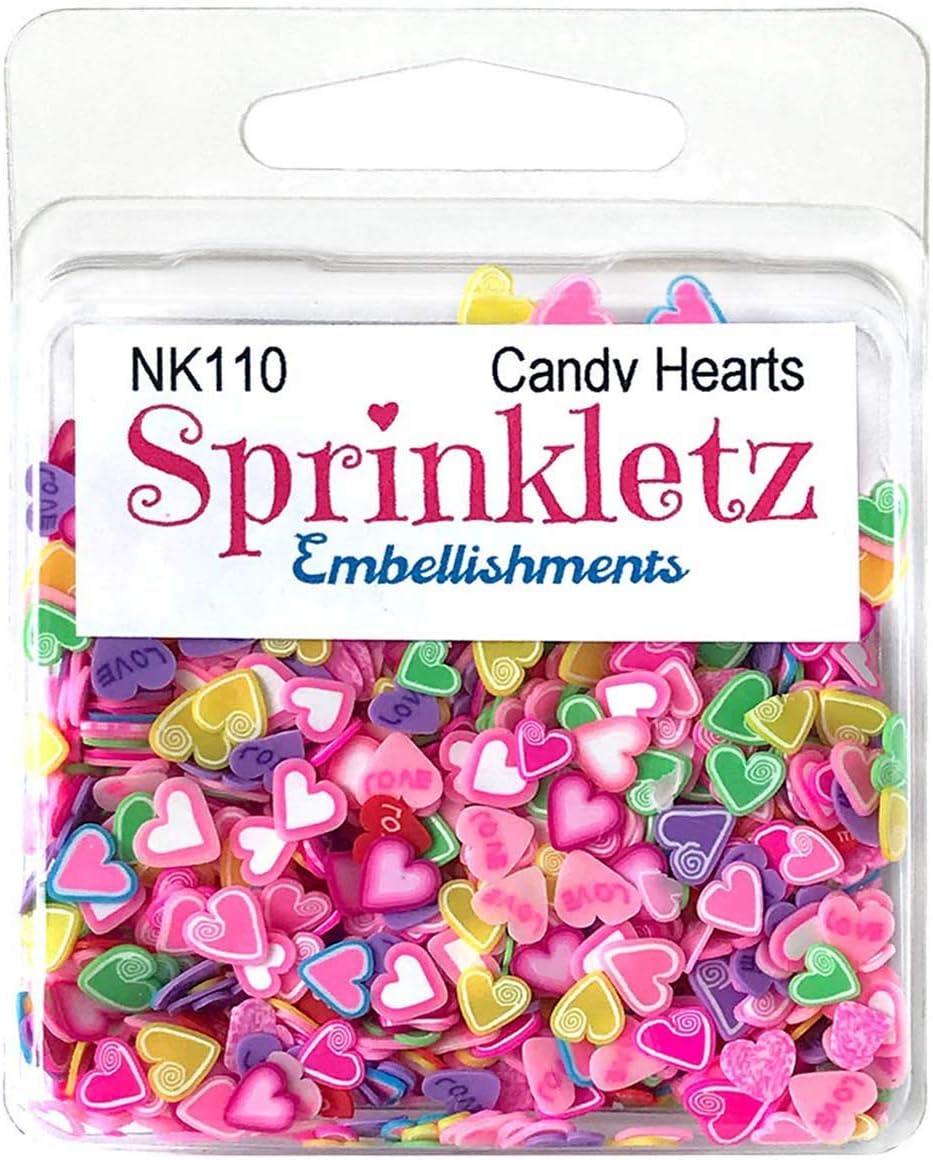 BUTTONS GALORE, INC SPRINKLETS EMBLLSMNT HRTS, Candy Hearts