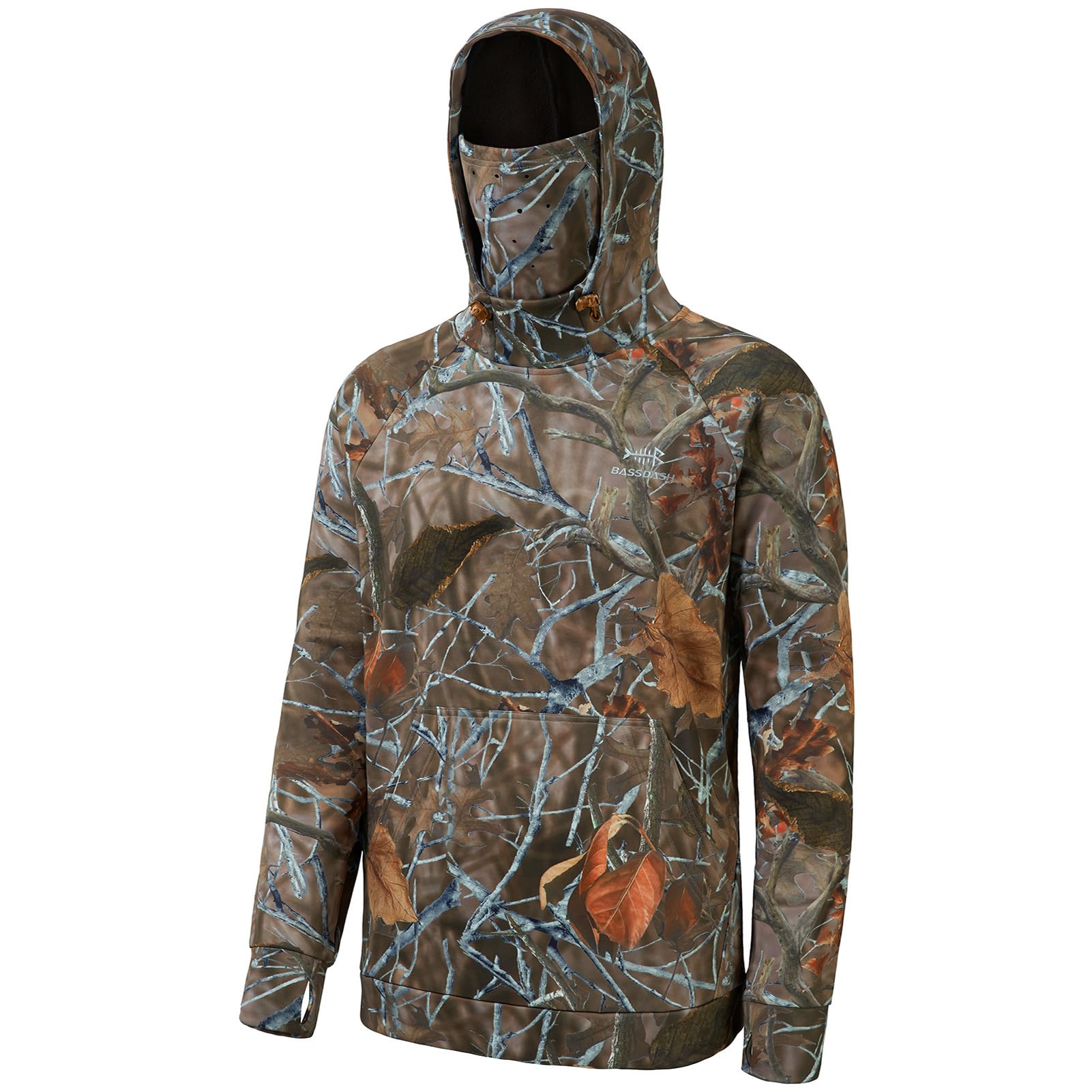 Men’s Fishing Fleece Hoodie with Neck Gaiter Water Resistant Performance Hunting Sweatshirt FS18M