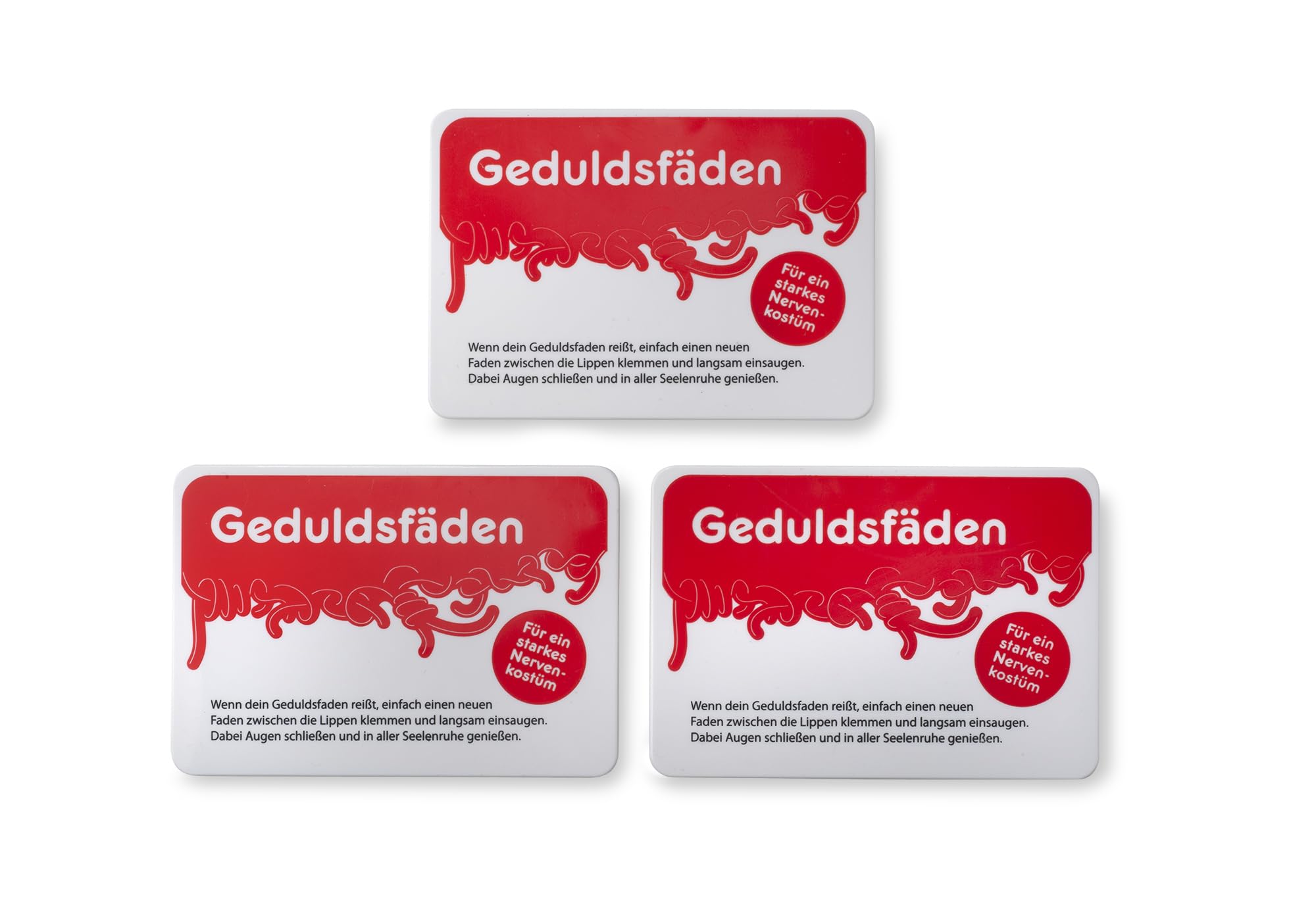 Geduldsfäden Fruchtgummischnüre mit Erdbeergeschmack, in praktischer Schiebeschachtel, 3er Pack (72g), ideale Geschenkidee von Liebeskummerpillen