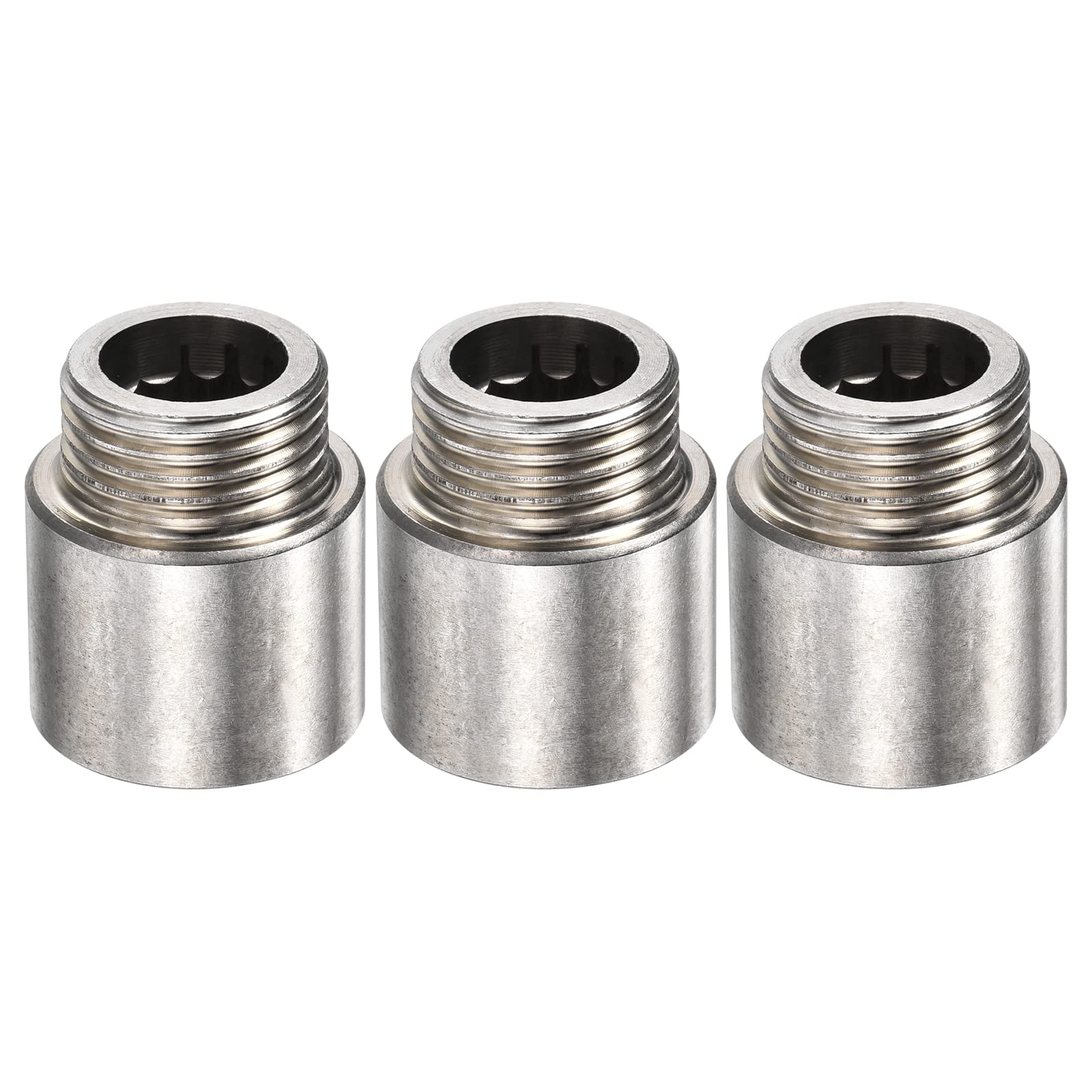 M METERXITY 3 Pack 304 Stainless Steel Male to Female Nipple Pipe Fitting Extension, Apply to Outdoor/Faucet/Industrial (G1/2 Thread, 30mm Length) — image 1
