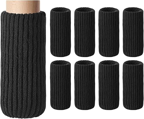8 calcetines para patas de muebles, calcetines negros de alta elasticidad, protectores de piso de patas de silla de punto, juego de fundas gruesas