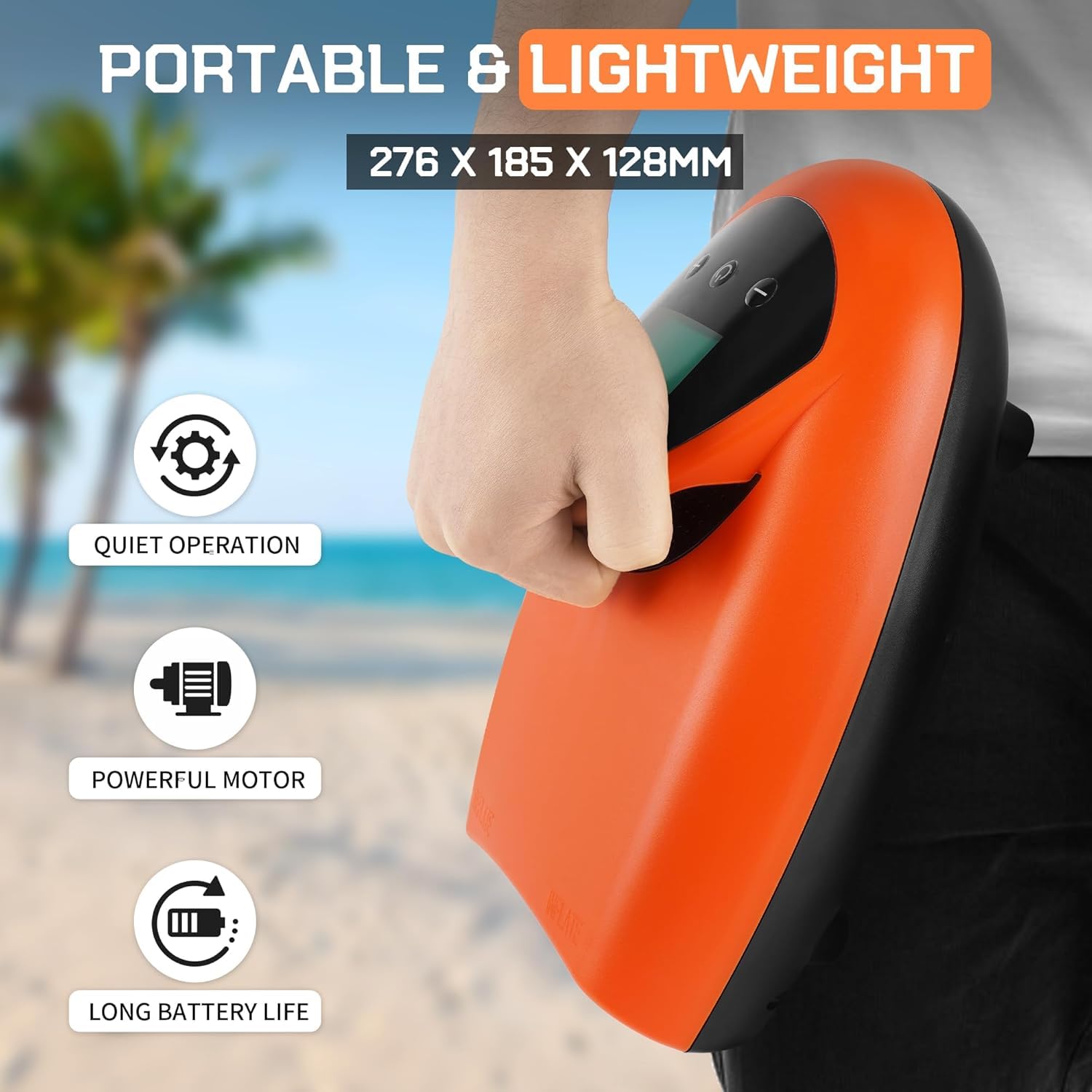 TONSIM Pompa Elettrica SUP Ricaricabile 20 PSI – Alta Pressione, Gonfiaggio e Sgonfiaggio Rapido, Batteria Integrata e Adattatore 12V DC per Auto – Perfetta per SUP, Kayak, Gommoni, Campeggio