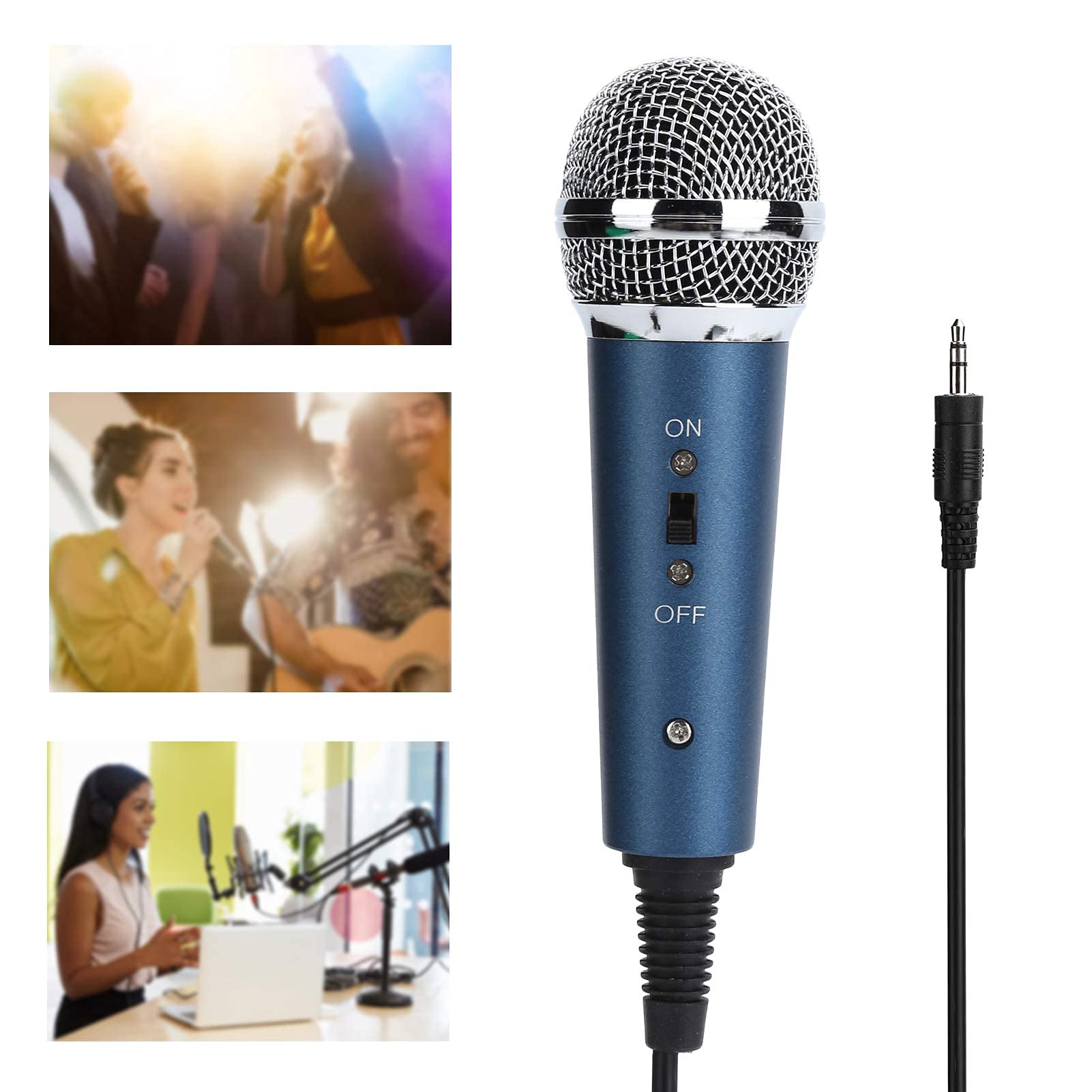 Microfono a condensatore cablato, Adattatore Audio da 3,5 mm a Forma di U per Computer, Karaoke, Desktop, Laptop