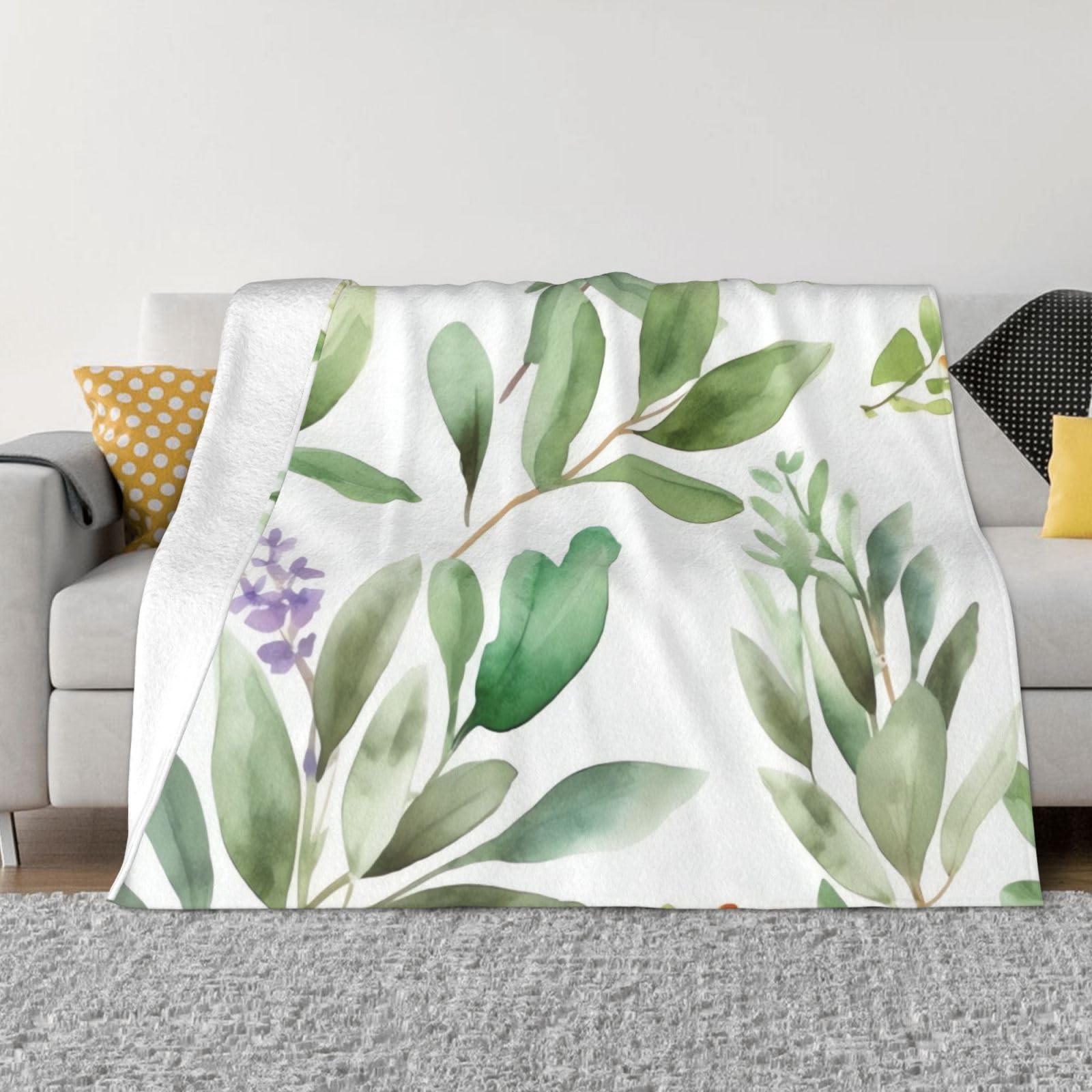 Fodpand Black Green Flower Flannel Blanket 60"X50" - Ultra-Soft Lightweight Throw Blanket For Bed, Sofa, And Couch - Luxury Air Conditioning Blankets - Cozy Warm Blankets For All Seasons