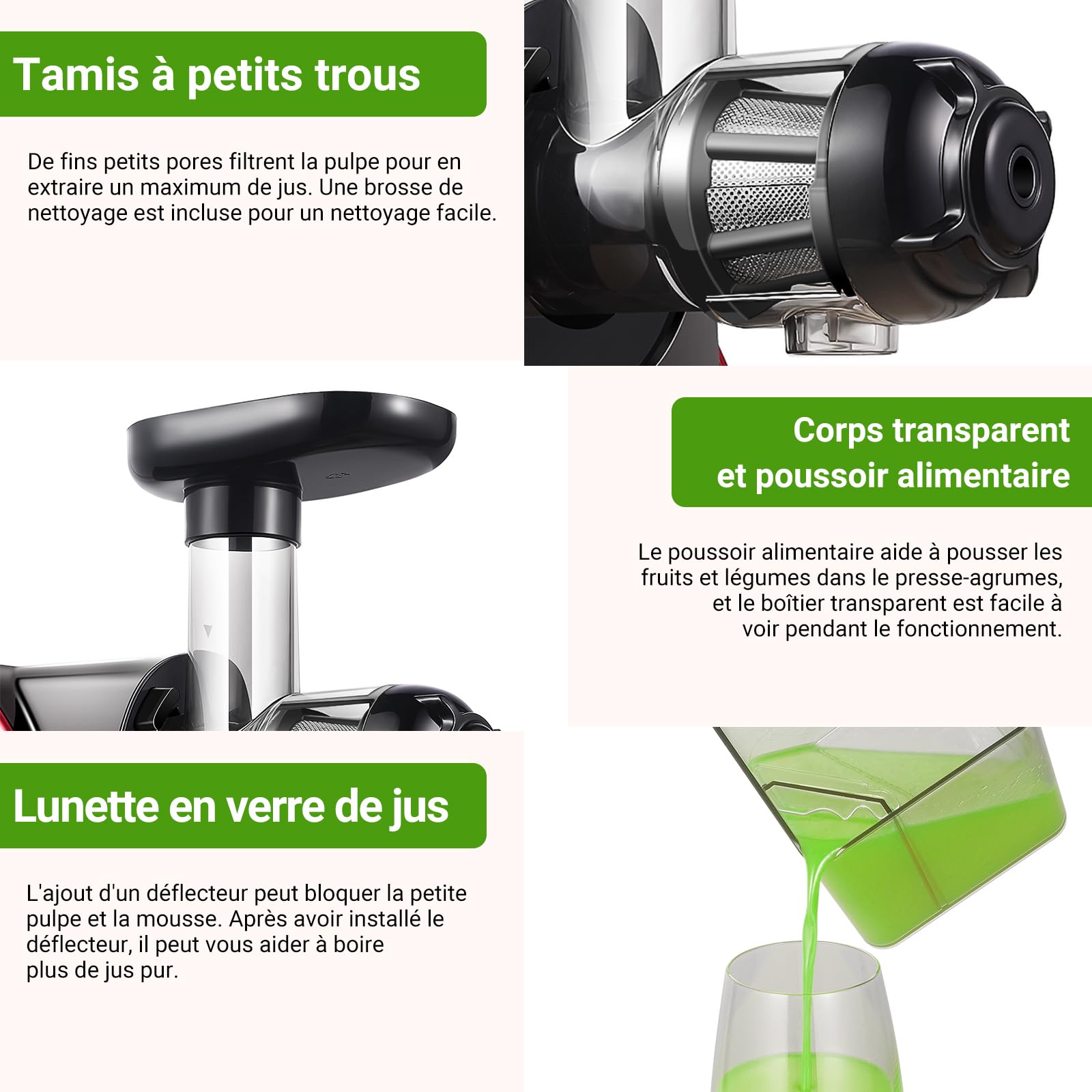 Aobosi Extracteur de Jus Sans BPA, Moteur Silencieux, Fonction Reverse, Noir