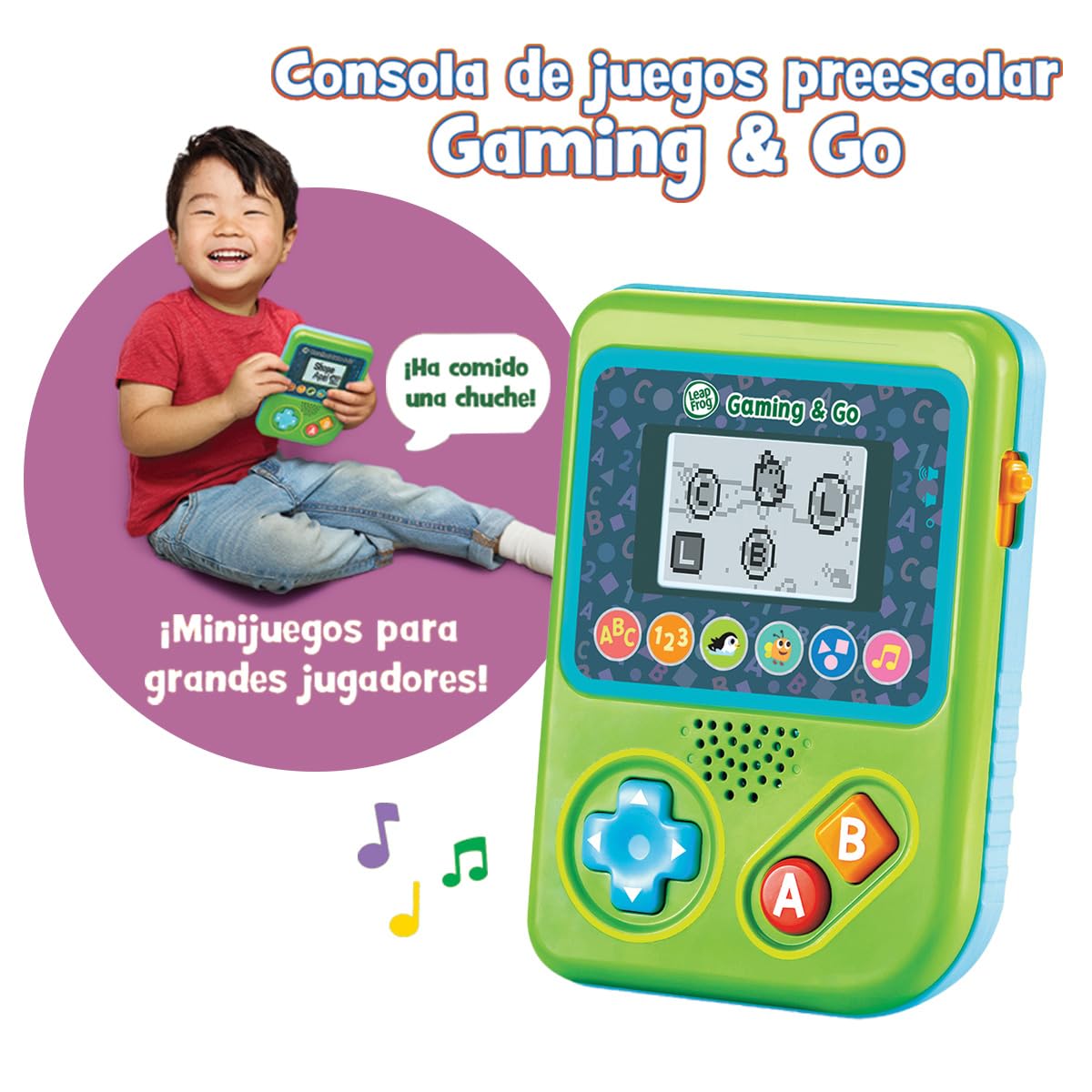 Leapfrog VTech - Consola de Juegos Preescolar Gaming and Go, Juguete para niños +3 años, 6 Juegos educativos, Pantalla LCD, Versión ESP