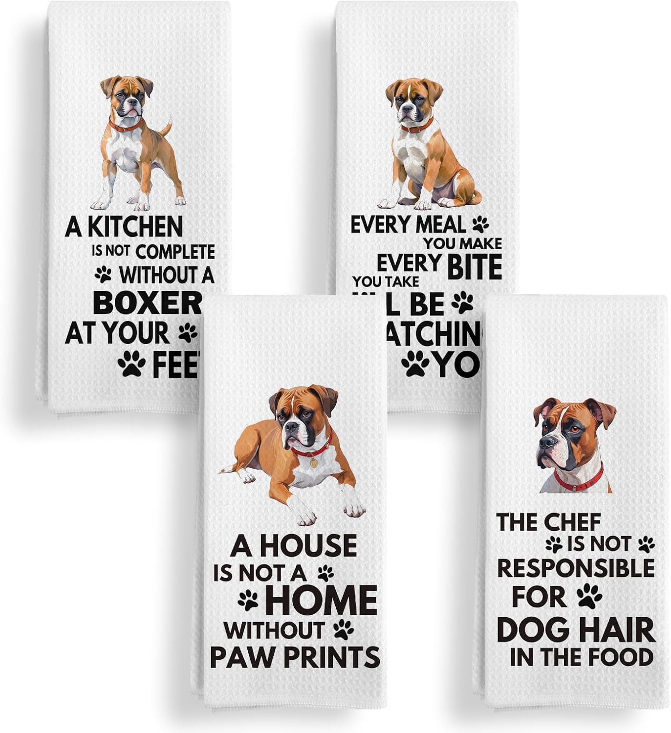 Boxer Dog Kitchen Towels Set of 4, Every Meal You Make Dogs Kitchen Towels Decorative Set, Boxer Dog Gifts for Women Hand Dish Tea Towels for Kitchen 16x24 Inch