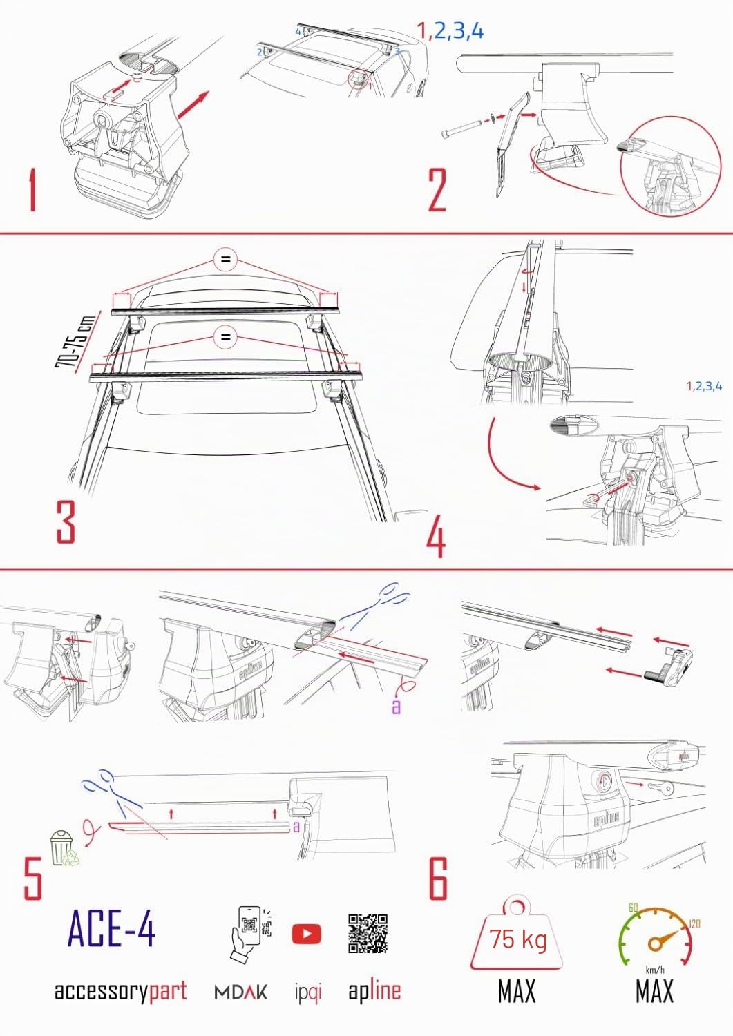 Compatible avec Toyota Verso (AR20) 2009-2018 ACE-4 Barres de Toit Railing Porte-Bagages de Voiture Gris Aluminium 2 Barres