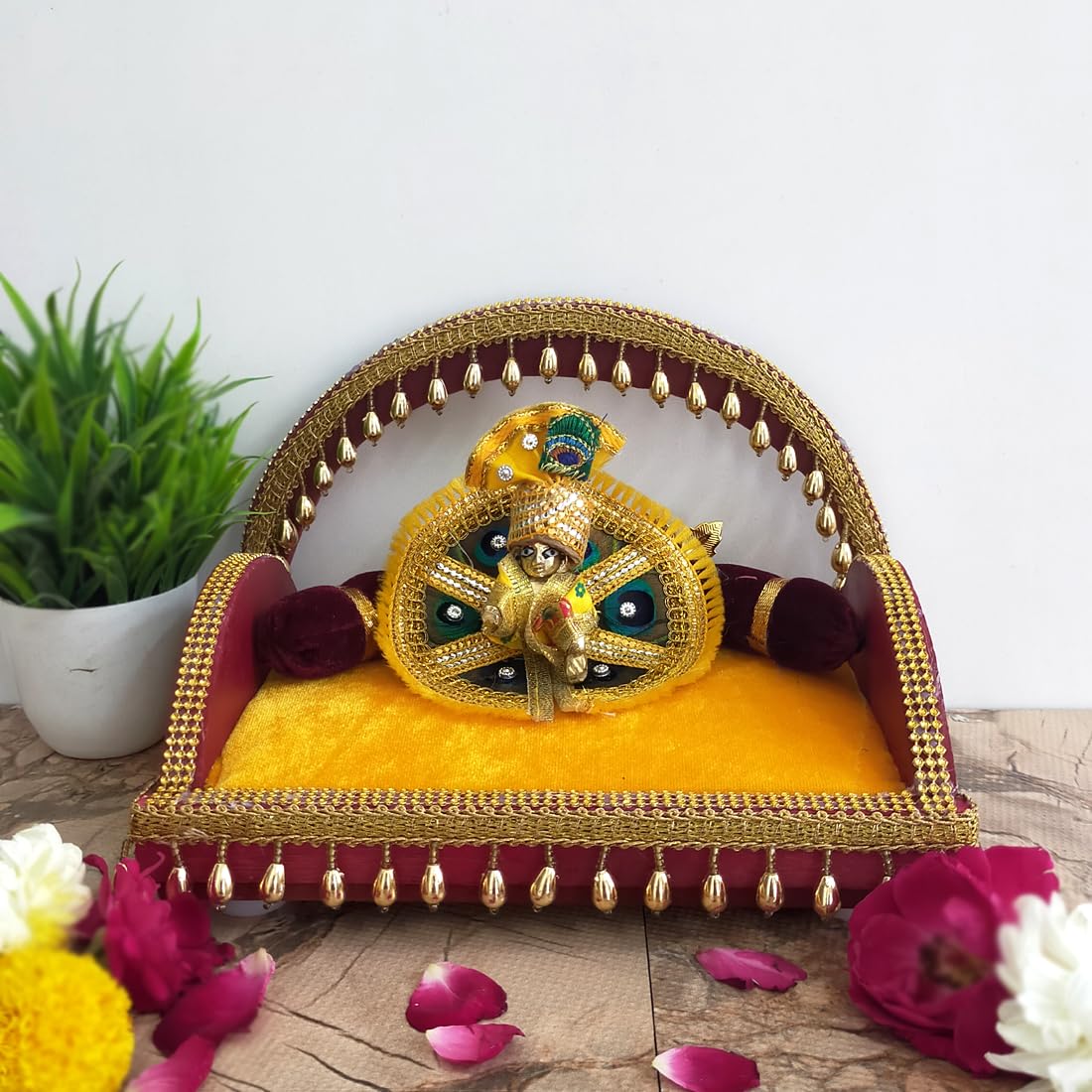 Laddu Gopal Throne - Wooden Handmade Singhasan -4