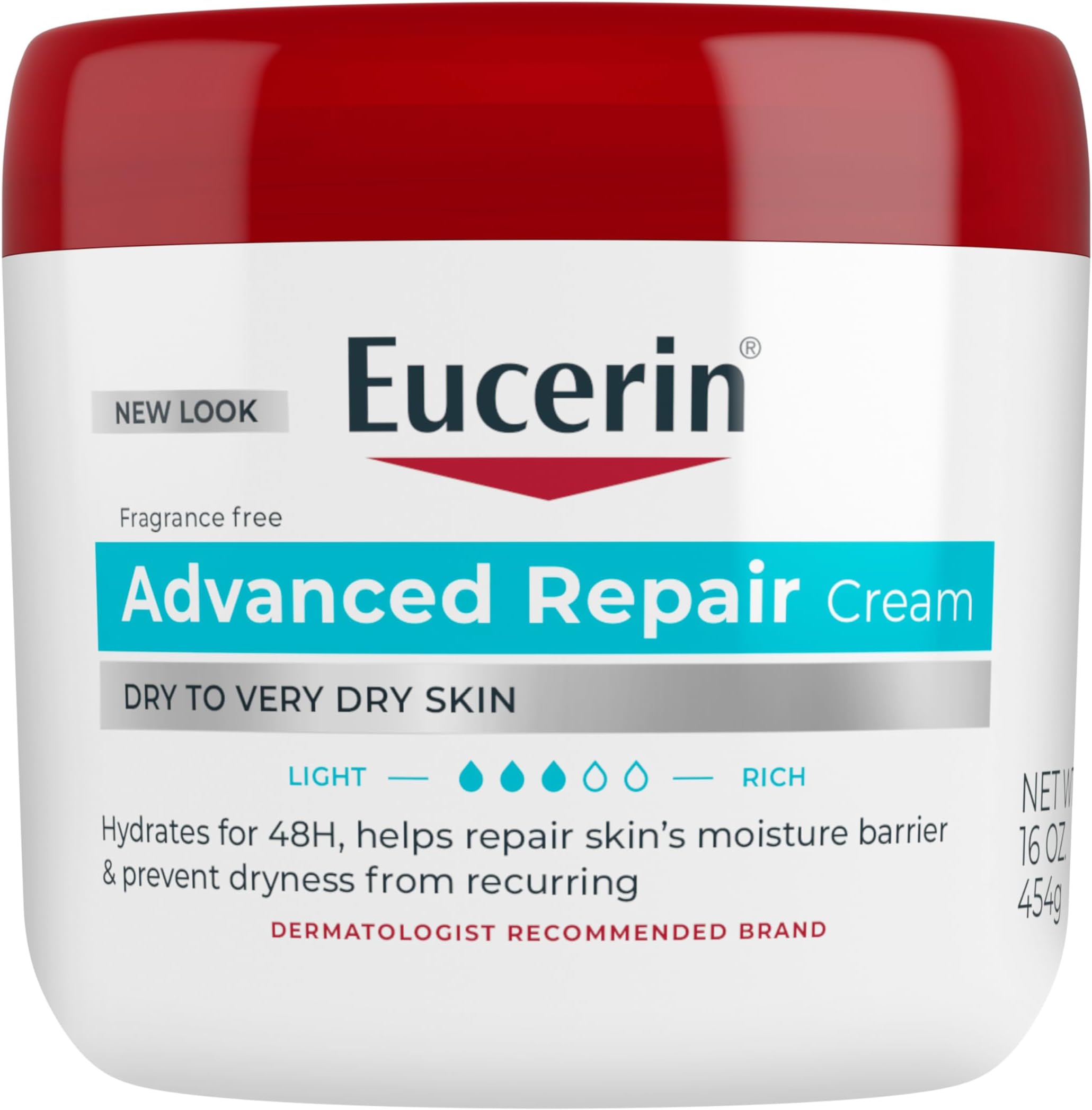 Advanced Repair Body Cream, Fragrance Free Body Cream for Dry Skin, 16 Oz Jar