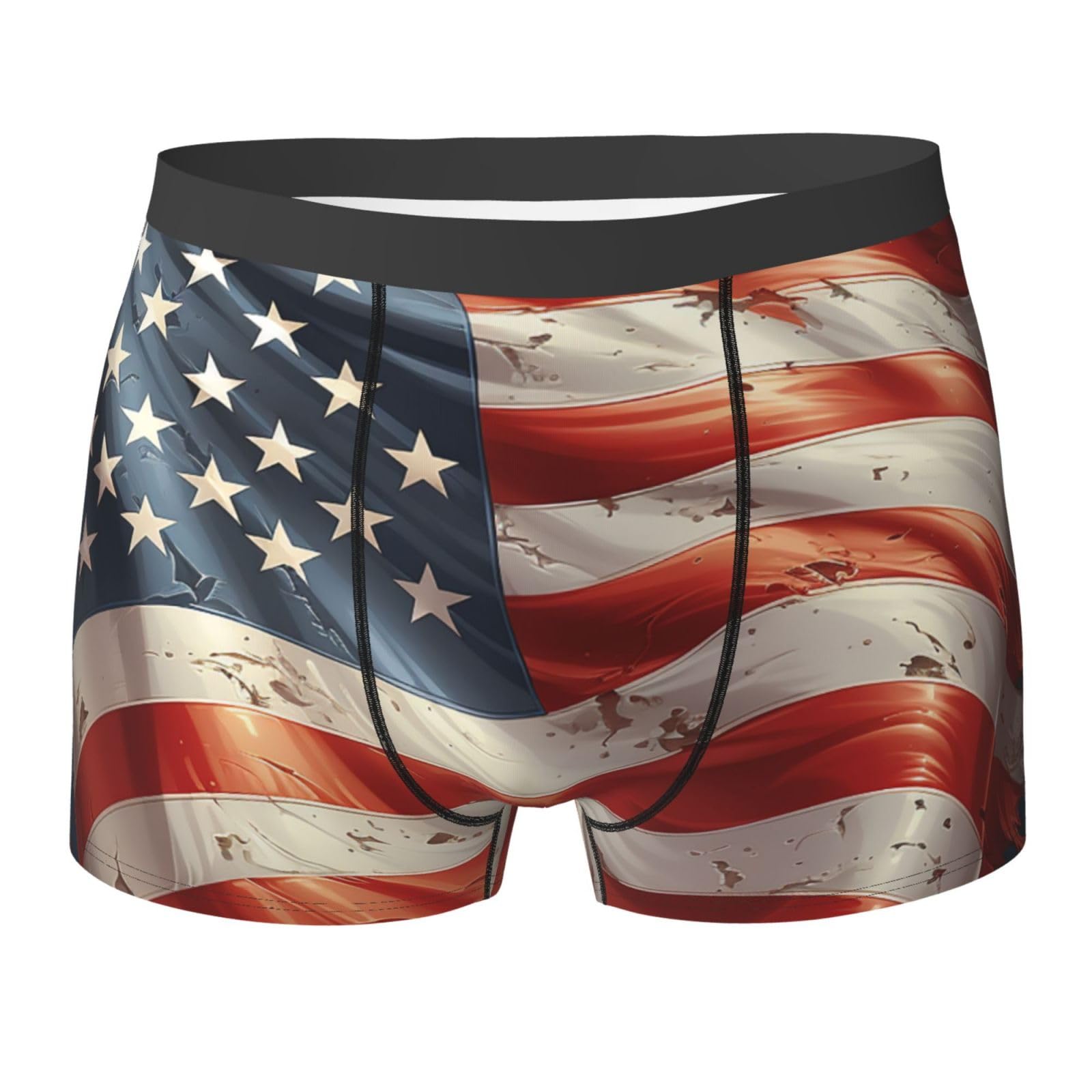 VBNTY Men's Underwear Stars and stripes Boxer Briefs Breathable Stretch Mens Boxer Moisture-Wicking Trunks for Men M Black