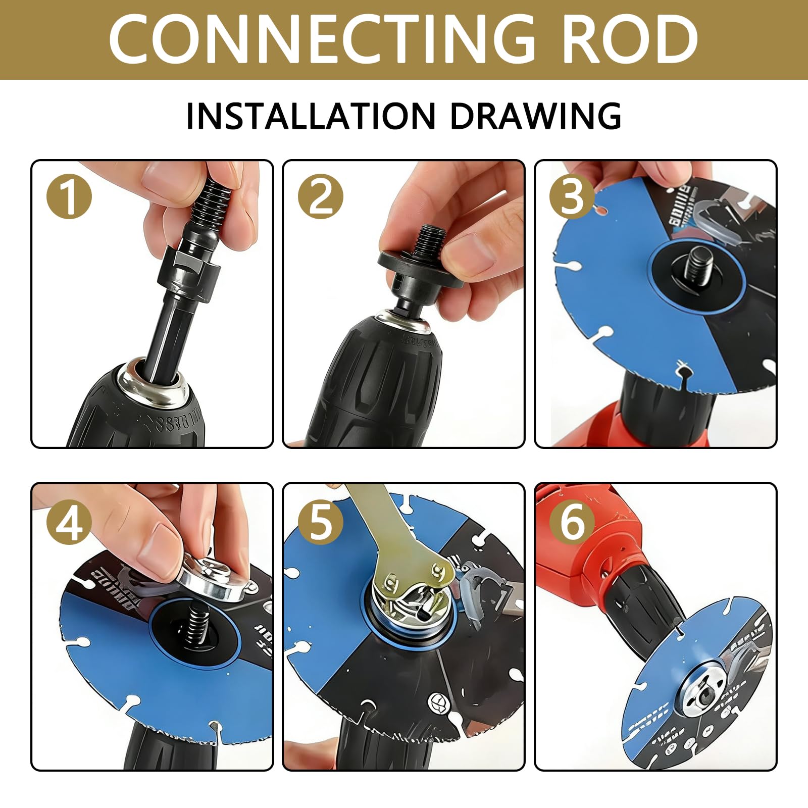 Set accessori smerigliatrice 10 pezzi – solido winkelschleifer pleuel set, adattatore winkelschleifer zubehör, winkelschleifers adapter e adapter für bohrmaschine