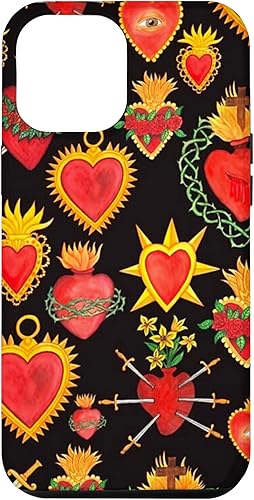 iPhone 14 Pro Max Hearts Mexican Days of the Dead Latina Milagros Folk Art Fun Case