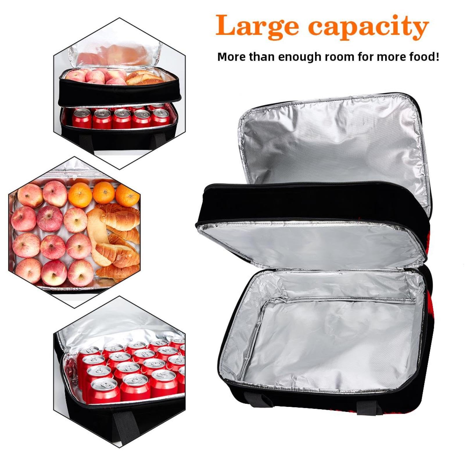 Grand sac à déjeuner isotherme pour homme et femme, double couche, étanche, étanche, réutilisable, sac fourre-tout pour le travail, l'école, le pique-nique, la plage, le camping, les voyages, motif
