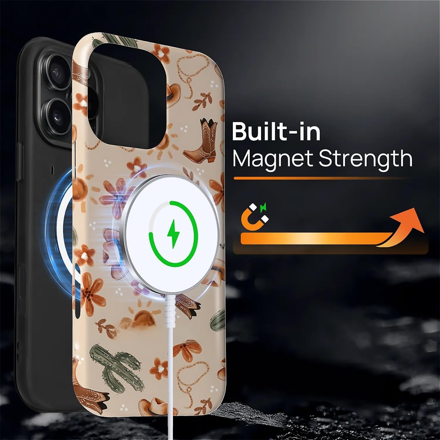 Case for iPhone 16 Pro Max [Compatible with MagSafe], Matte Soft Silicone + Hard PC Anti-Scratch Shockproof Protective 2-in-1 Case for Women Girls - Western Cowboy Desert - Image 2