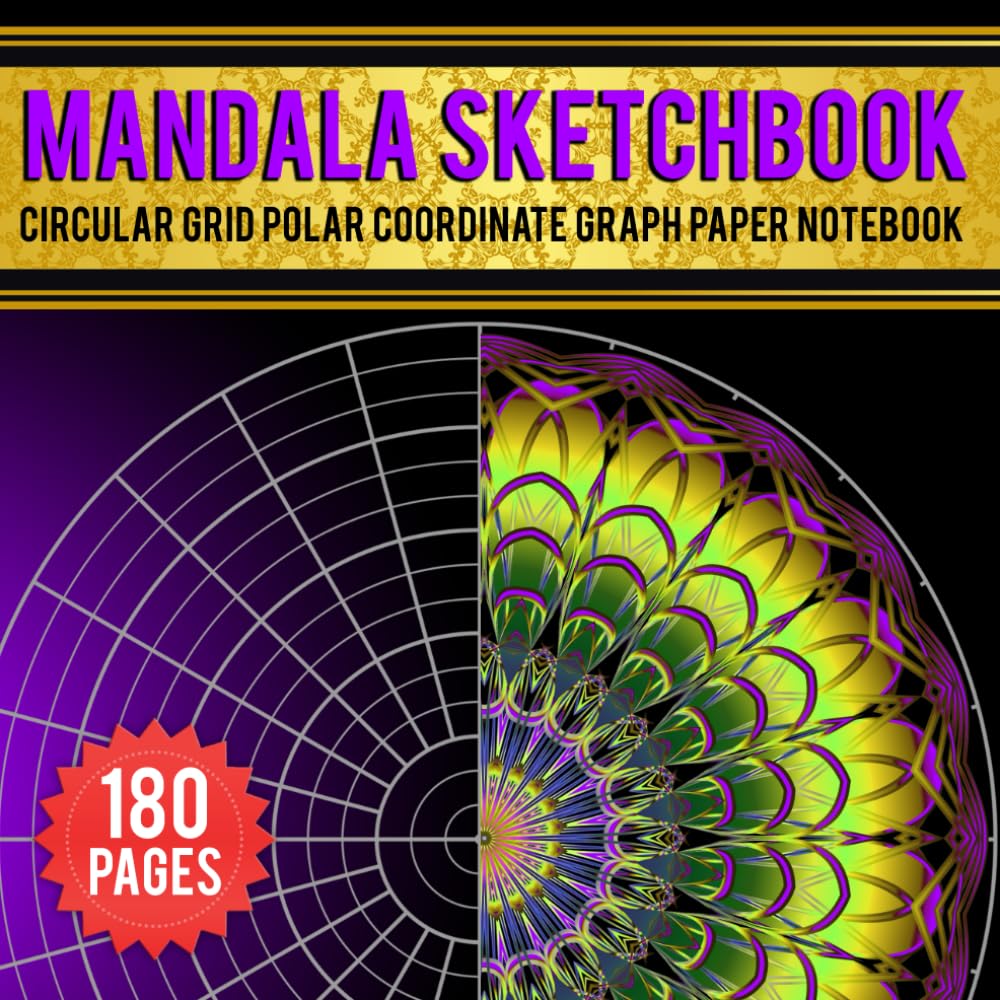 Mandala Sketchbook | Circular Grid Polar Coordinate Graph Paper Notebook: Square sketchbook | Circular grid tracing paper | Handbook sketchbook | ... Mandala drawing book | Sketchbook for drawing