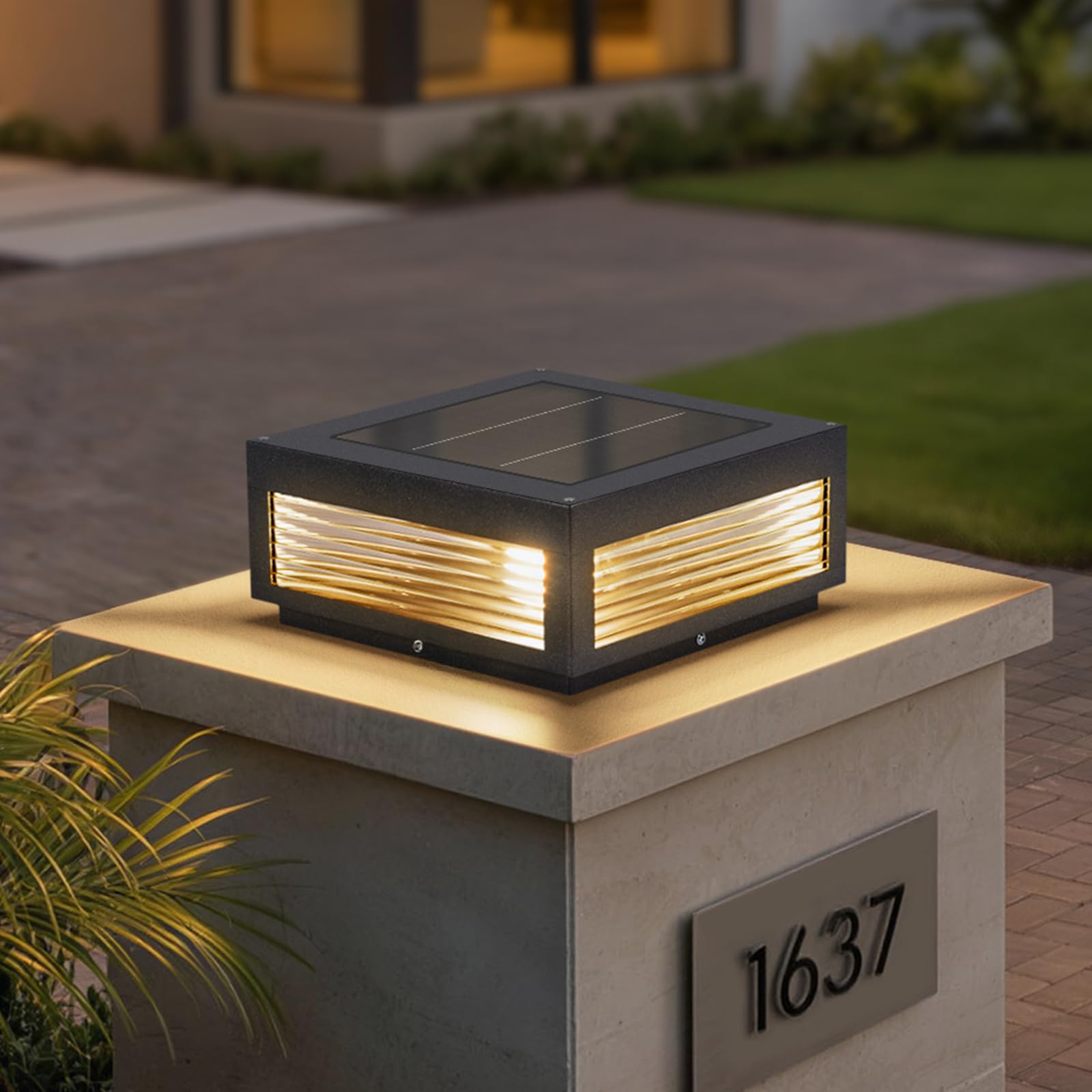 Photo 1 of ***PARTS ONLY***NON FUNCTIONAL***MVBT Solar Post Lights Outdoor Waterproof, 11.8" Solar Column Lights Outdoor Large, Dusk to Dawn Modern Pillar Light, 3000K Lamp Post Light, Square Column Lighting for Outside Patio Deck Yard Garden