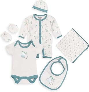 Smart Baby 6 Piece Newborn Clothes Set – 100% Bio-Washed Interlock Fabric | Bodysuit, Sleepsuit, Bib, Blanket, Mittens & C... Price In India