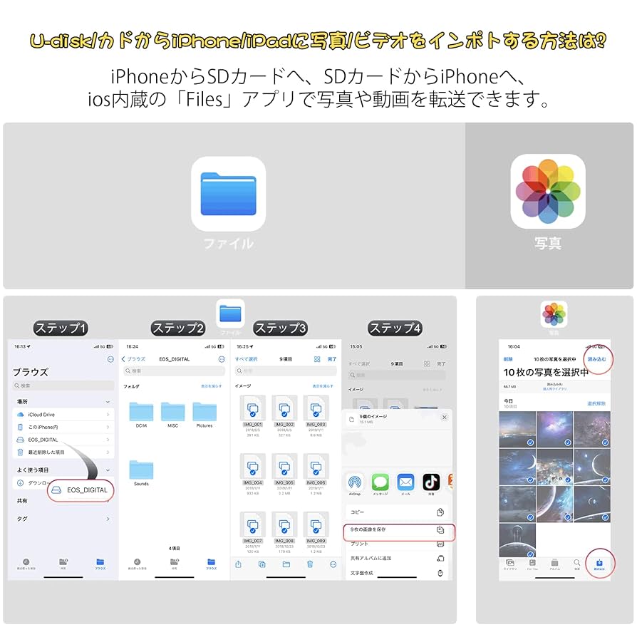 Amazon.co.jp: 【2025 MFi認証品】iPhone SDカードリーダー 3in2