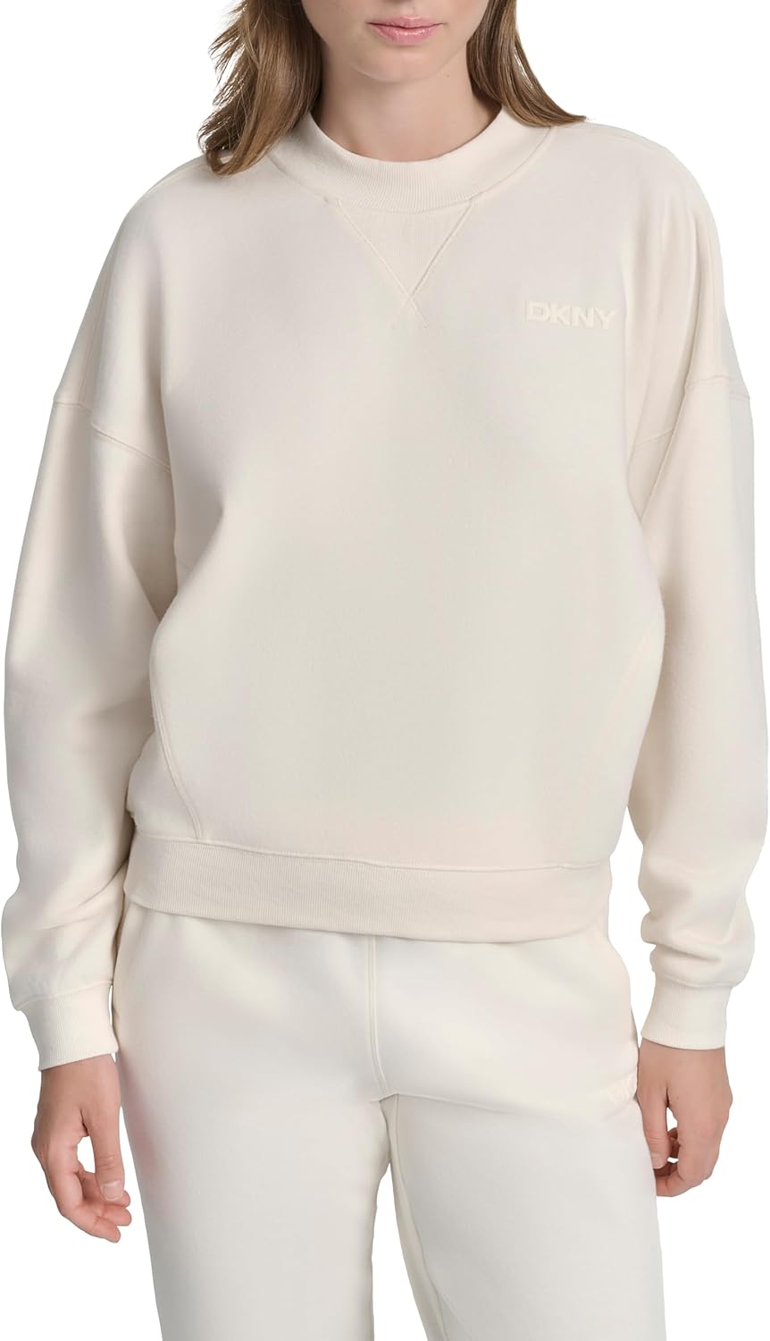 DKNY womens Fleece Pull Over Crewneck Sweatshirt