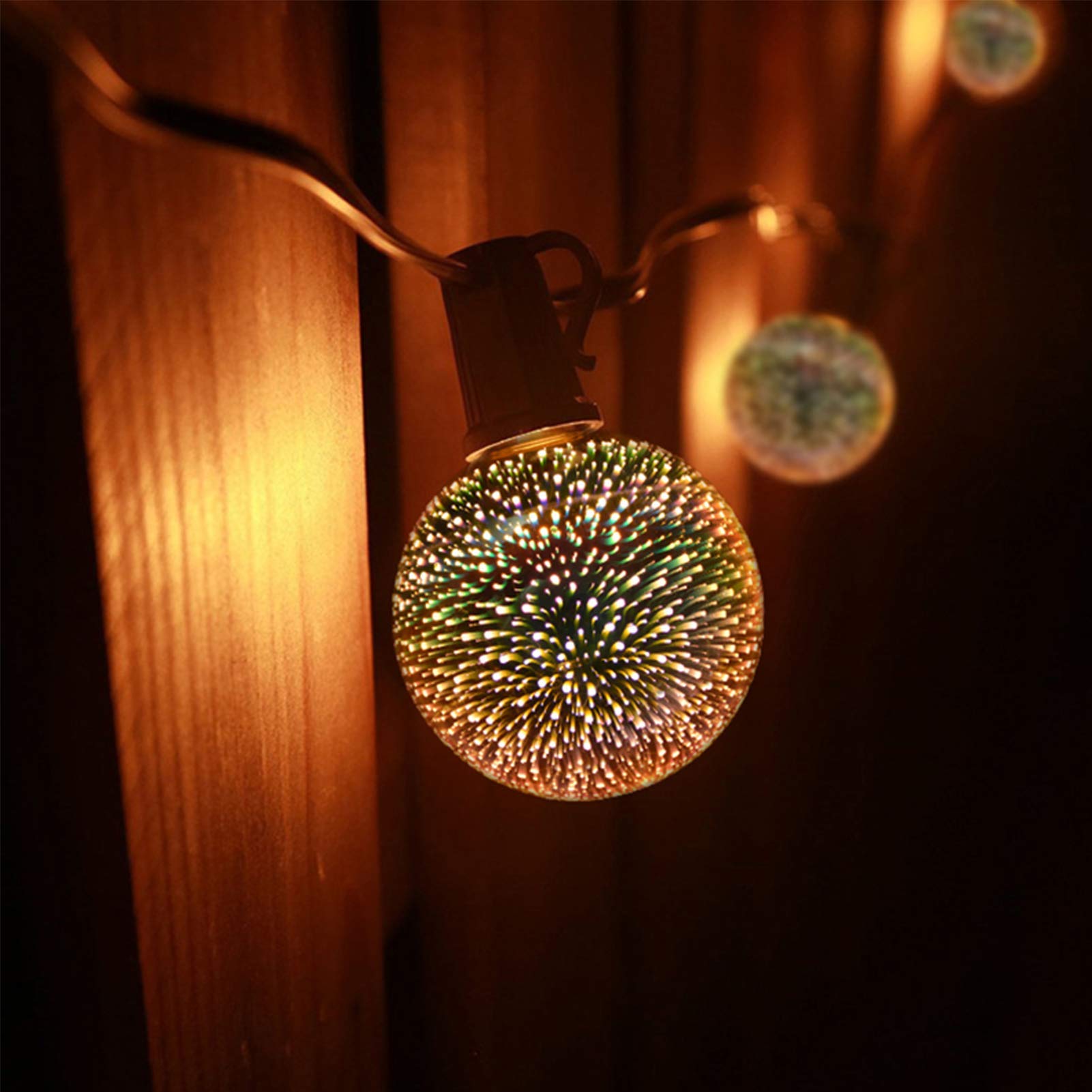 Ampoule Edison Source lumière LED Feux d'artifice 3D Ampoule décorative E27 G95 4W, utilisée l'éclairage d'ambiance décoratif, 6 paquets, blanc chaud