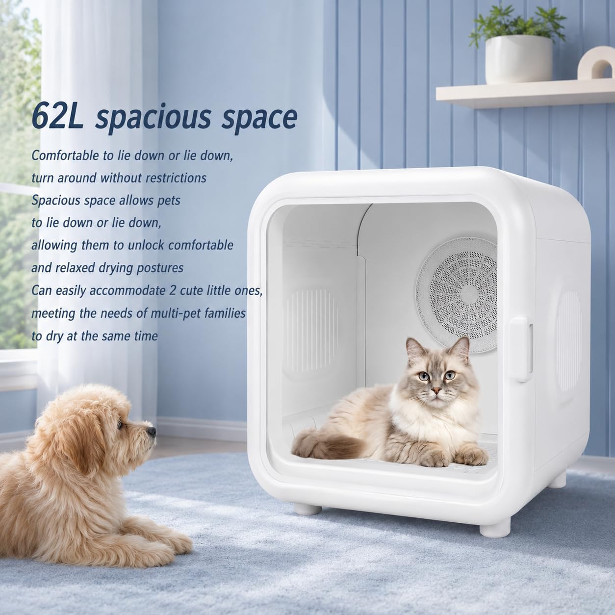 Automatyczna suszarka dla zwierząt domowych 68 l 1000 W kontrola aplikacji