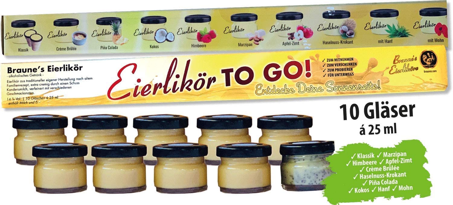 Braunes Eierlikör TO GO | Sonnenseite | 10 x 25ml zum Probieren! | (2er Pack/ToGo Stange)