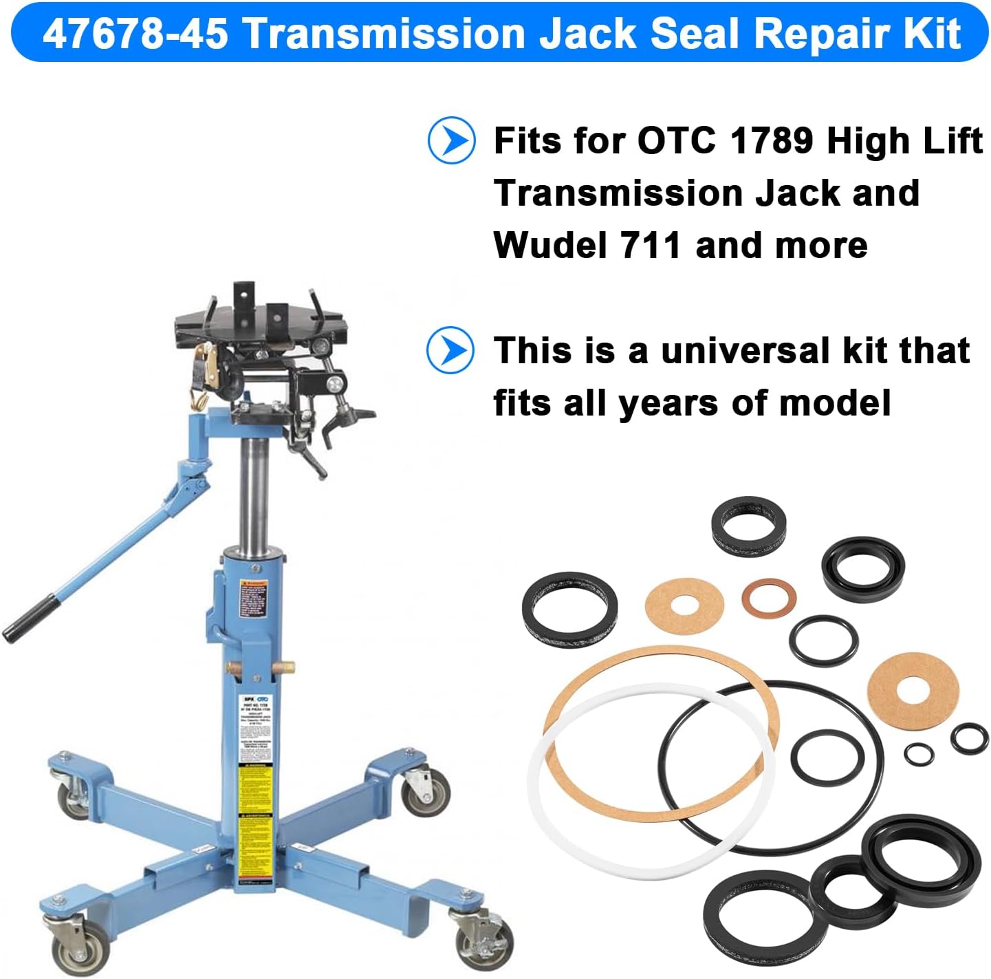 Transmission Jack Seal Repair Kit replacement for 47678-45 & WU711K,Repair Rebuild Kit for Wudel 711/OTC 1789 High Lift Transmission