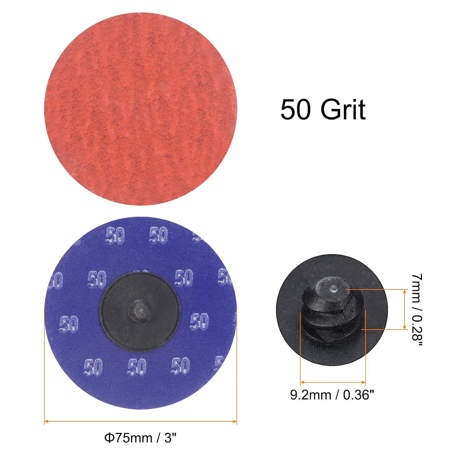 HARFINGTON 25pcs Quick Change Sanding Discs 3" 50 Grit R-Type Roll Lock Ceramic Grains Conditioning Disc Sandpaper for Die Grinder Grinding Fast Cutting, Bright Red