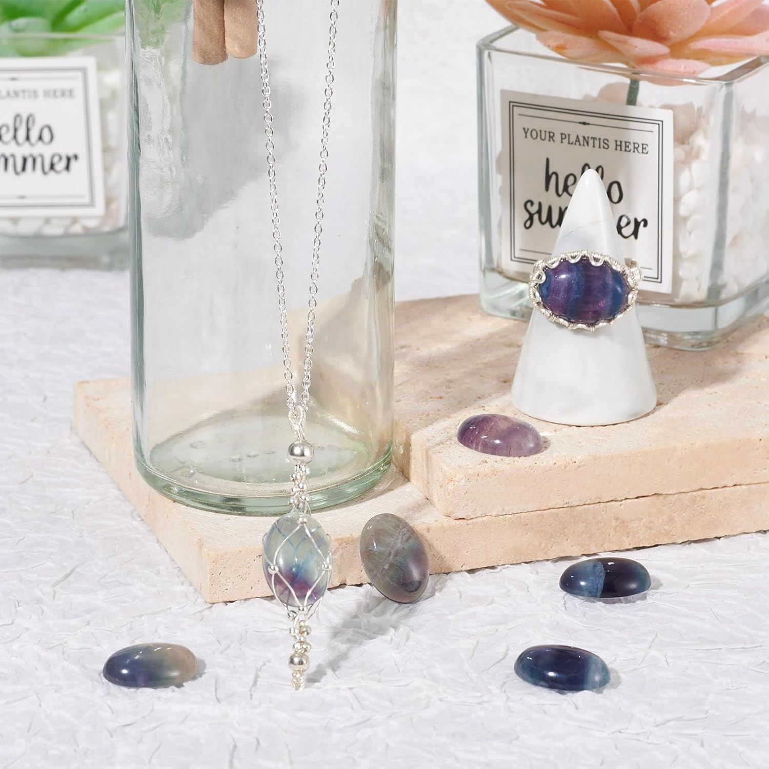 Crafans Flat Back Gemstone Oval Cabochons Natural Stone Cabochons Healing Power Stone Chakra Crystal for Crafts DIY Jewelry Making Supplies - Image 2