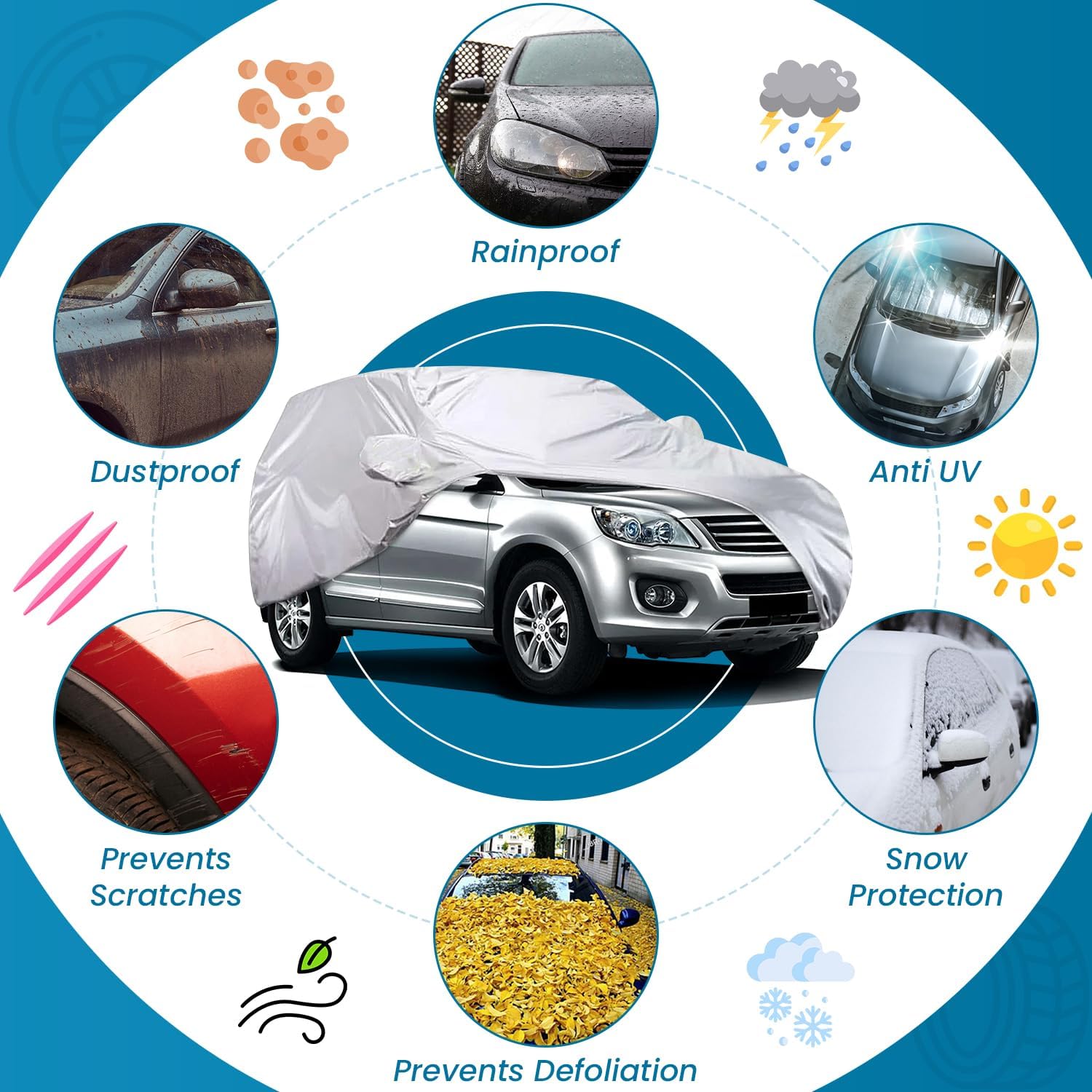 Car Cover for All Weather Dust UV Waterproof Fit 2007 2008 2009 2010 2011 2012 2013 Hyundai Elantra Touring - Premier Series (Gray)