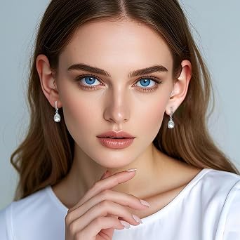 Silver Birthstone Drop Earrings, Teardrop Crystal Hoop Dangle, Multi Birthstone, Jewellery for Gifts