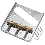 Musiclily Pro 54mm Vintage Telecaster Bridge with Barrel Brass 3-Saddle for Squier and Import Tele Style Electric Guitar, Chrome