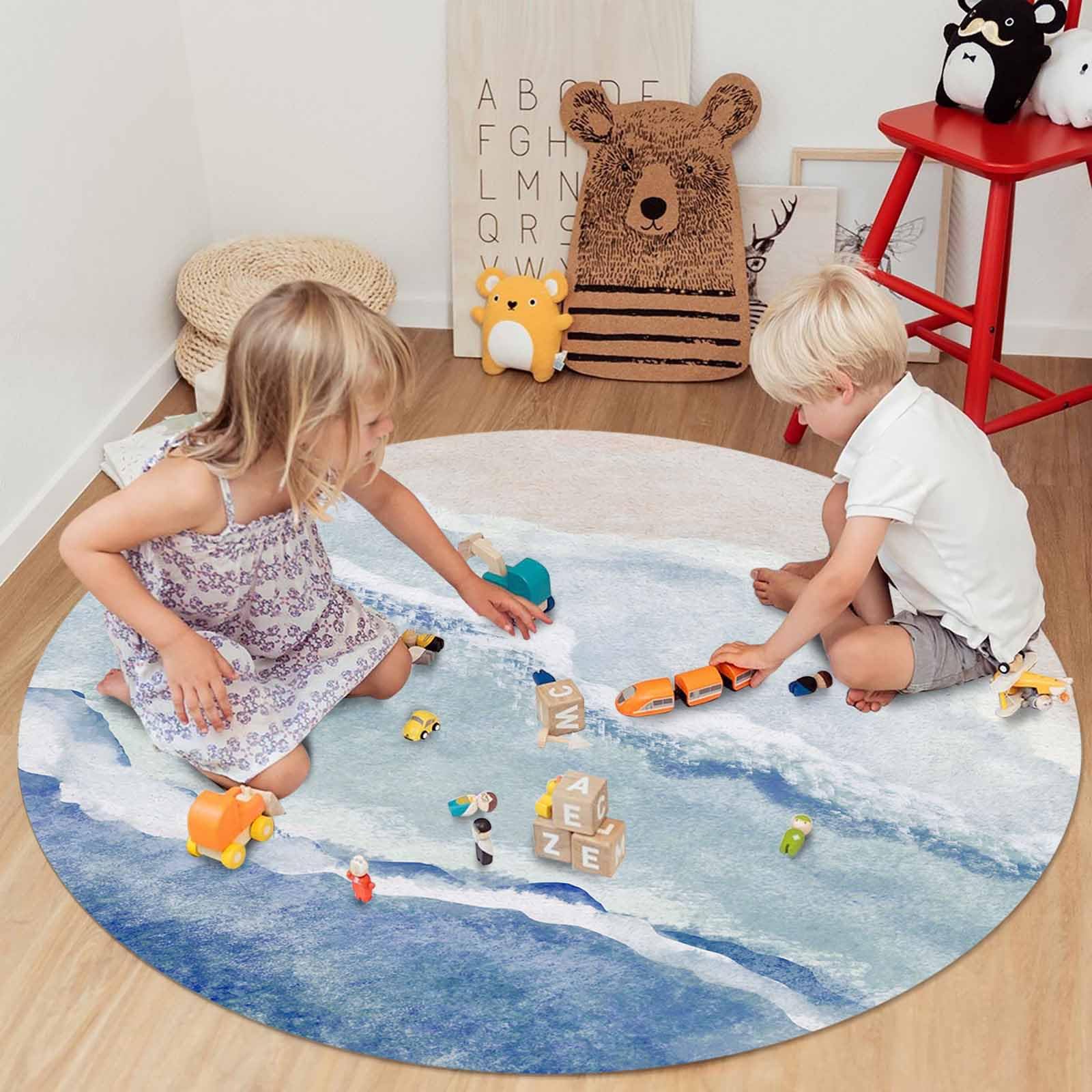 ラグ・カーペット round beach rug Amazon.com: DecorLovee Navy Blue Summer Beach Round Area Rugs 4ft