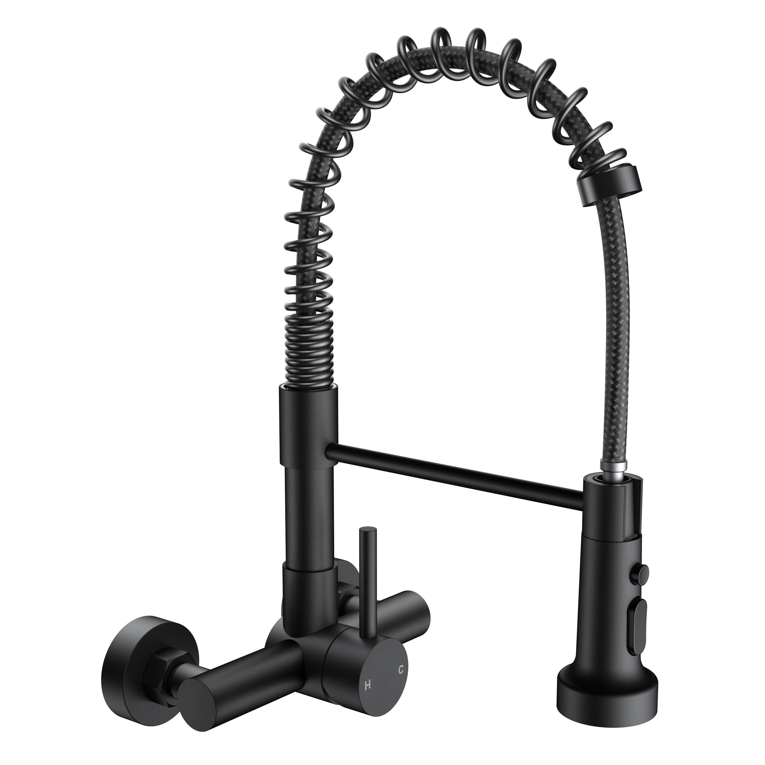 FORIOUS Grifo de Cocina de Pared 15 cm con Ducha Extensible, 3 Funciones