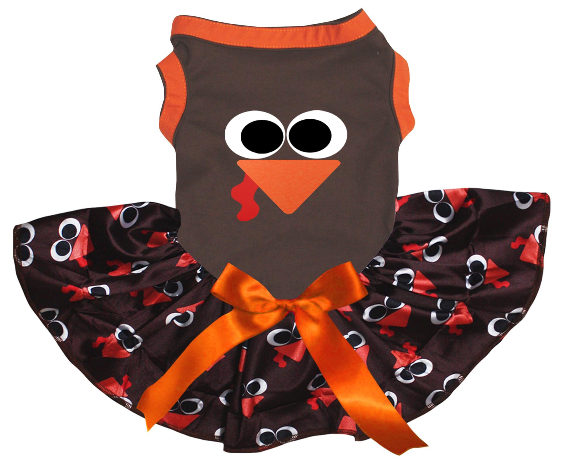 Robe pour chiot marron visage de dinde taille XS vêtement de fête pour petit chien