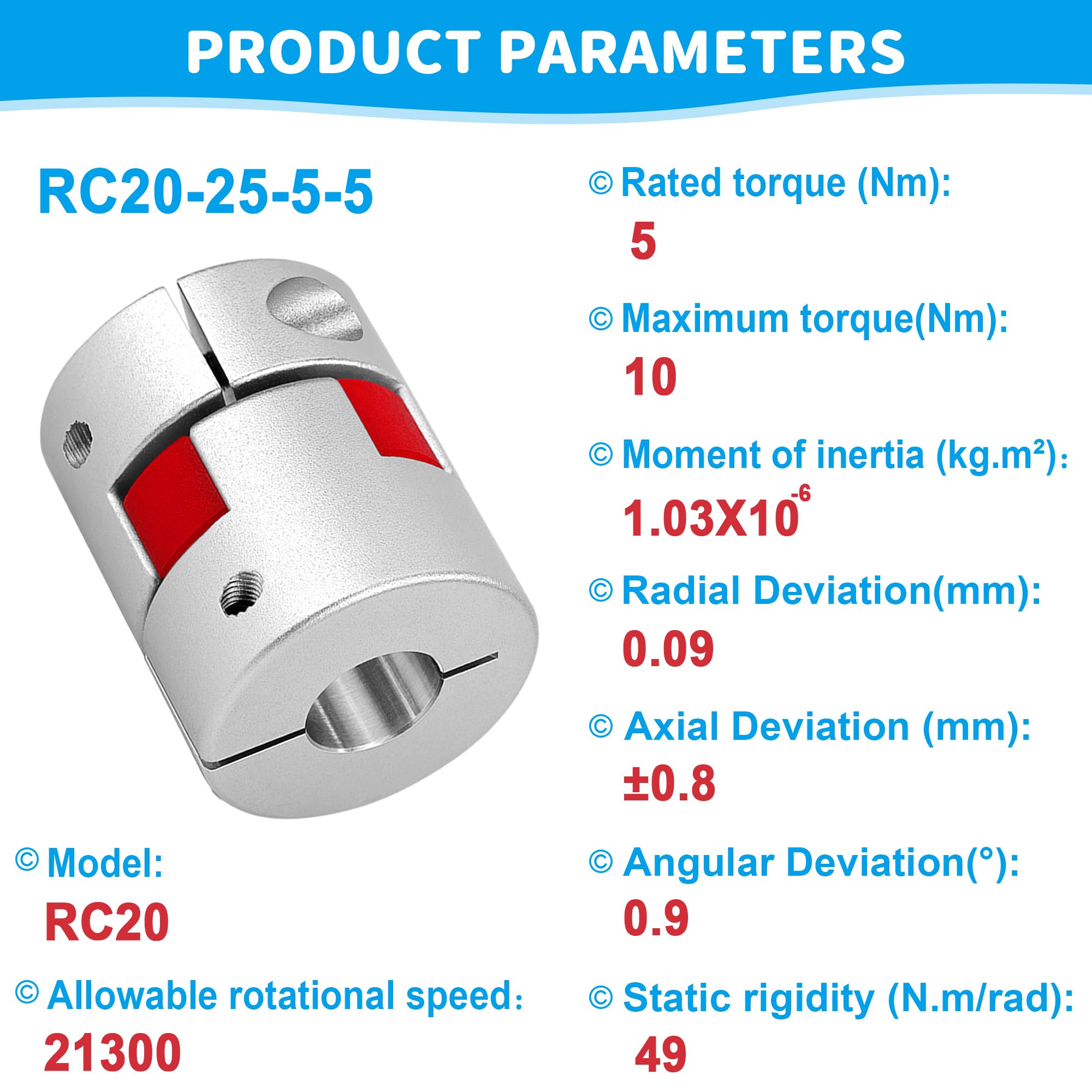QUARKZMAN 5 Pezzi Accoppiamento Albero 5mm-8mm In Alluminio | Per CNC E Stampanti 3D | D19xL25 Mm