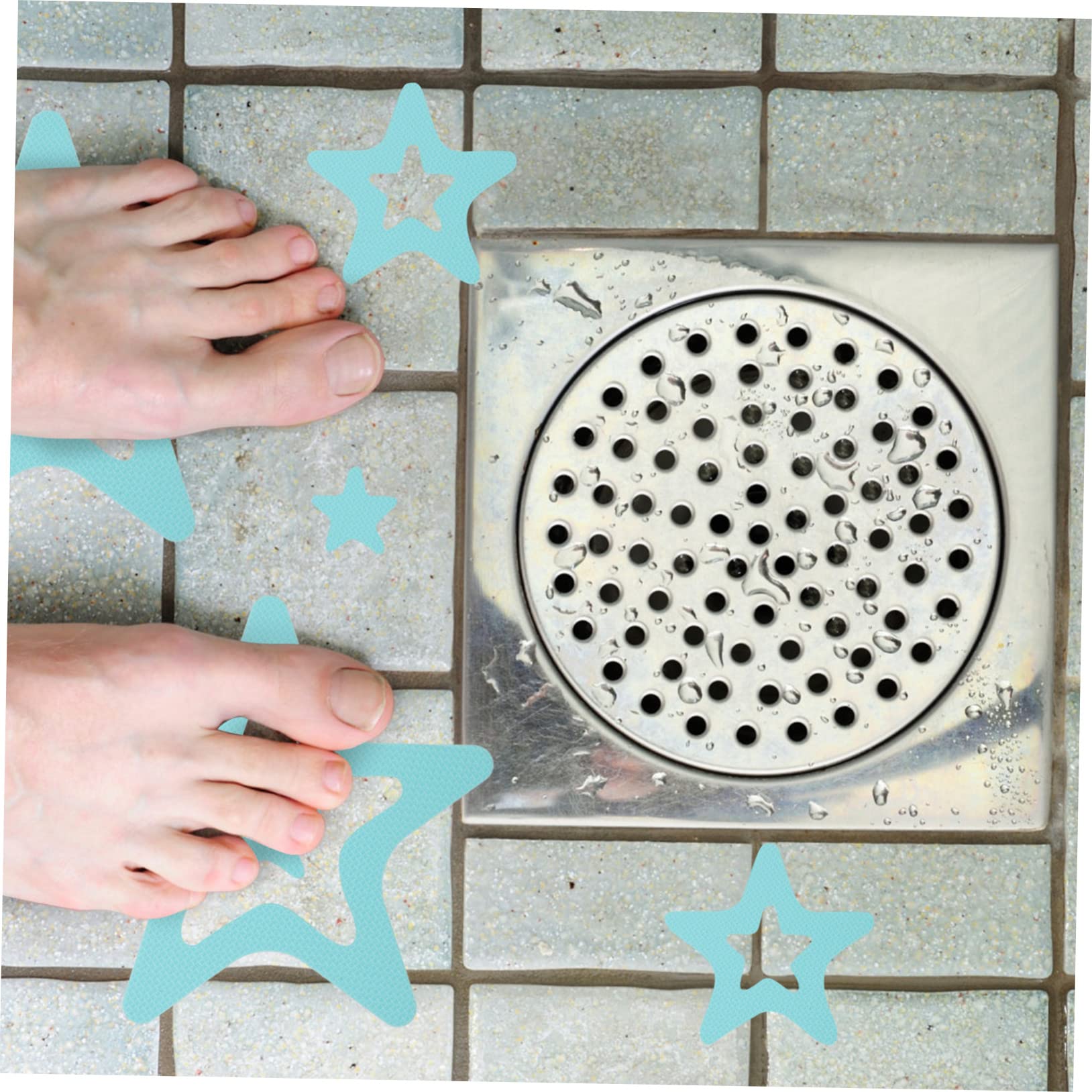 STOBAZA Pegatinas Antideslizantes Baño Adhesivas Seguridad Ducha Bañera Autoadhesivas Peva Impermeables Estrellas Azules para Suelo Baño 20 Piezas X 4
