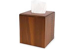 KOLWOVEN Tissue Box Cover, Acacia Wood Square Facial Tissue Holder for Home, Bathroom